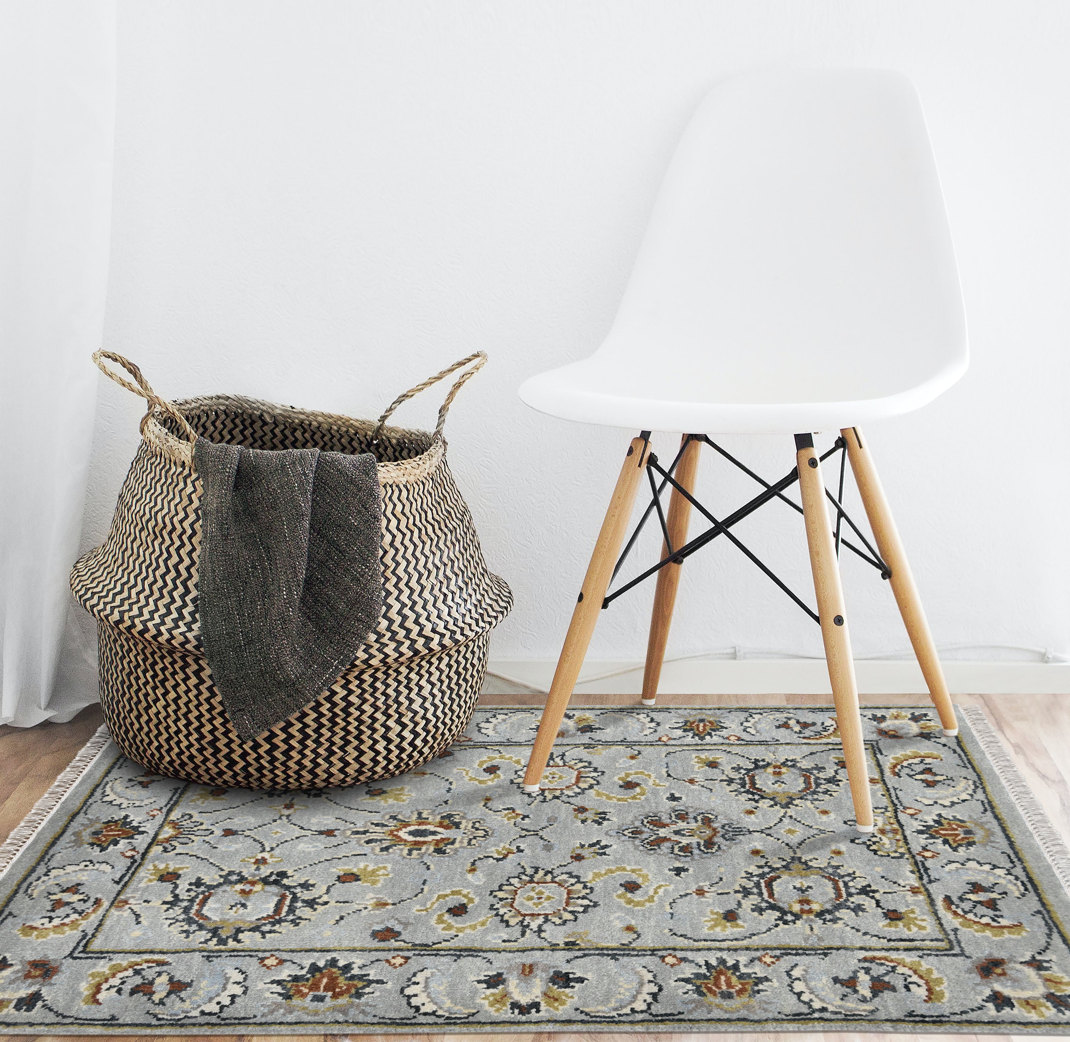 Luxor Classic Pattern Hand Knotted Rectangle Anti-Skid Designer Carpet, Prayer Rug For Office Cabins, Small Living Spaces - 2'X3'