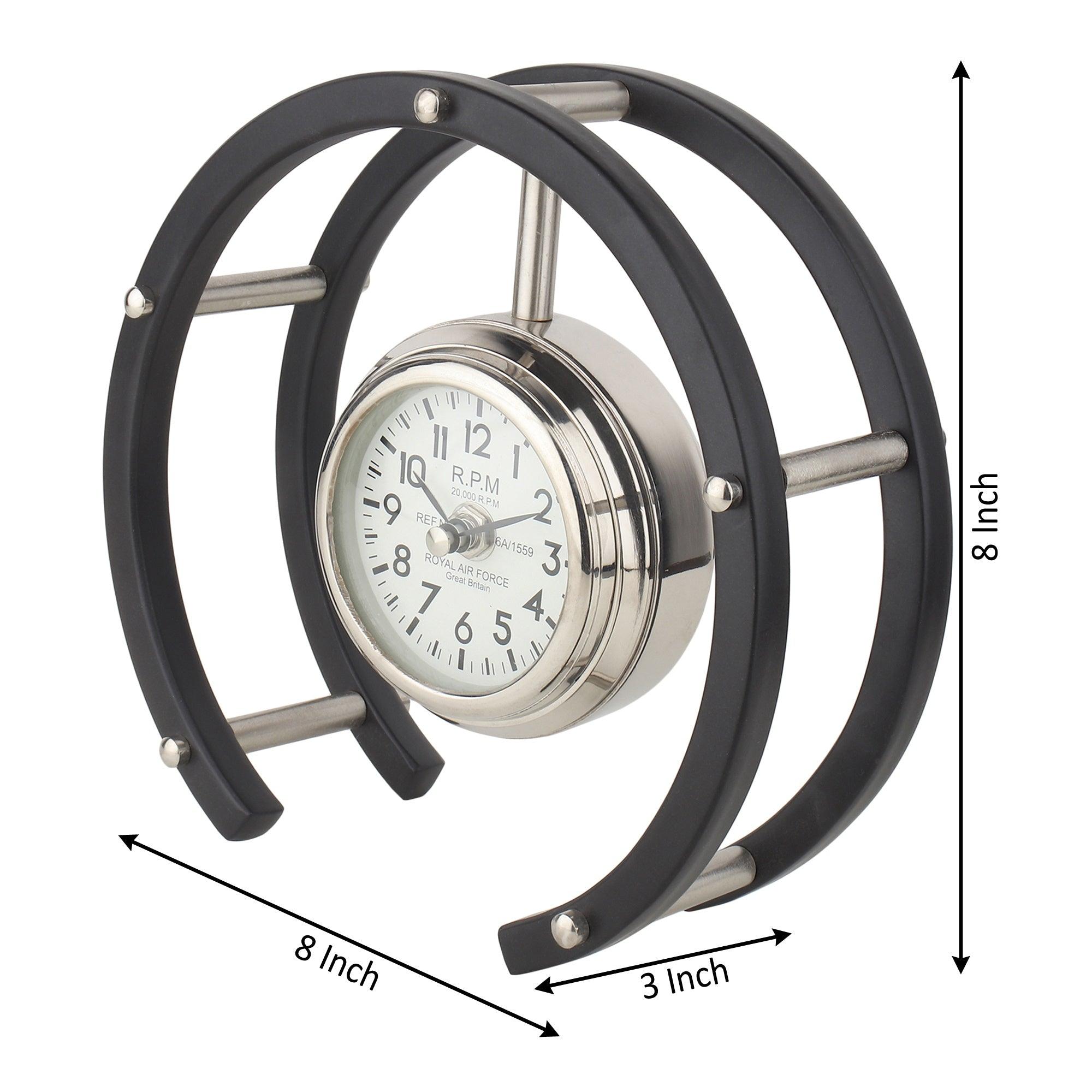 Luna Serenade Table Clock in Silver & Black - Ouch Cart