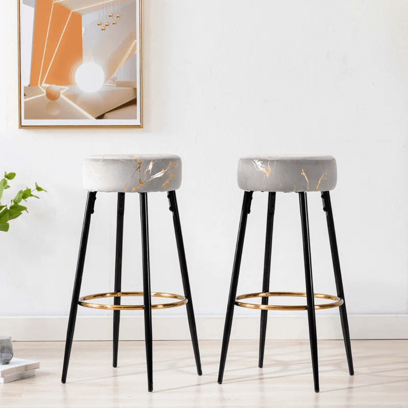 NAHMAN BAR STOOL GREY SET OF 2 - Ouch Cart