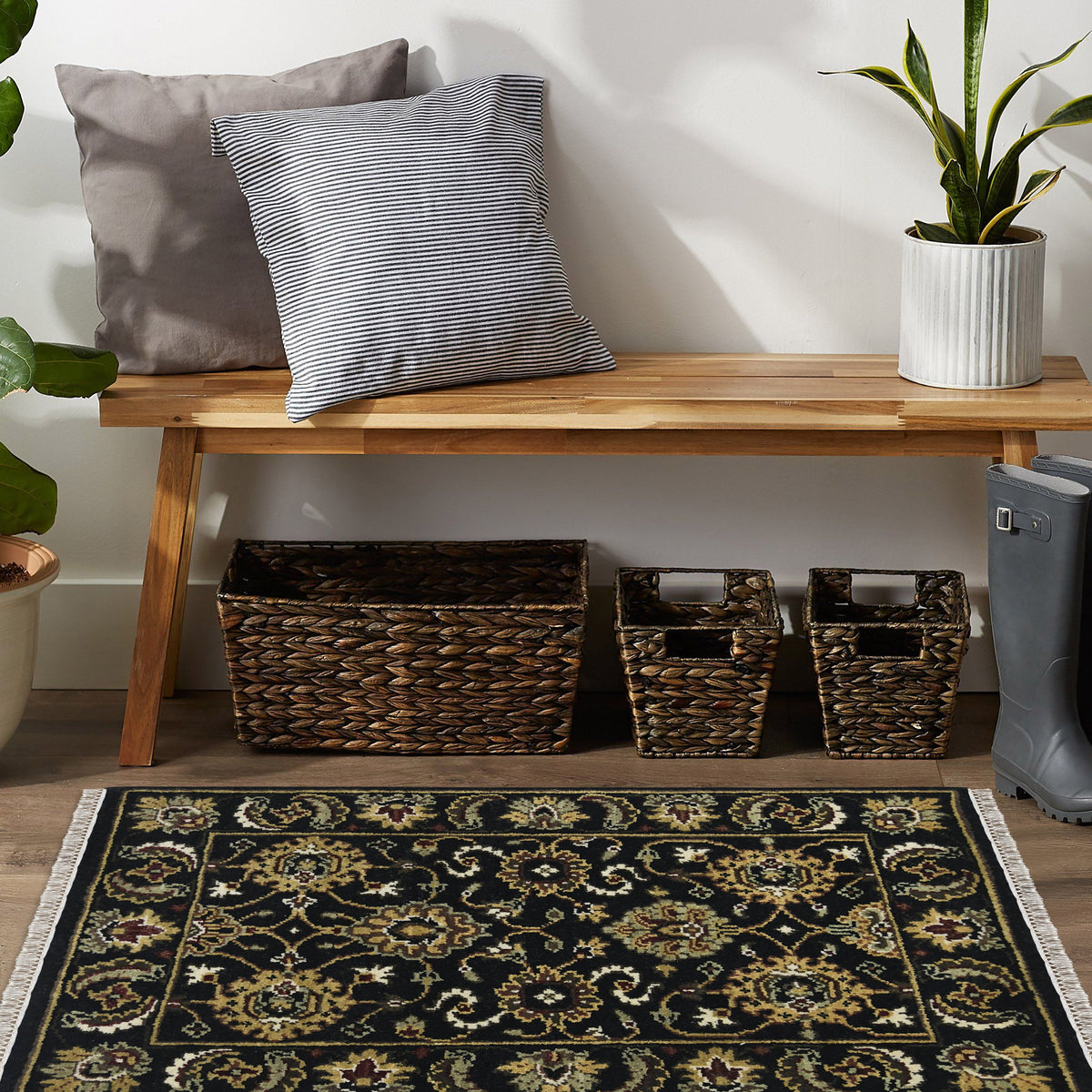 Luxor Classic Pattern Hand Knotted Rectangle Anti-Skid Designer Carpet, Prayer Rug For Office Cabins, Small Living Spaces - 2'X3' Saraswati Global