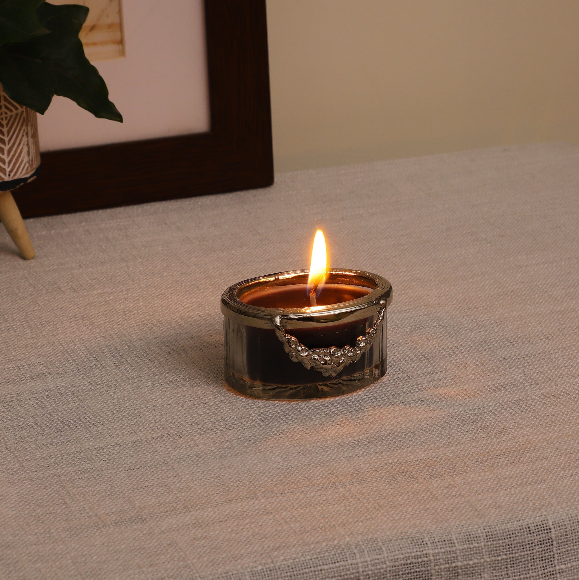 Black Velvet Scented Candle Jar With Silver Ring M.M.I. OVERSEAS