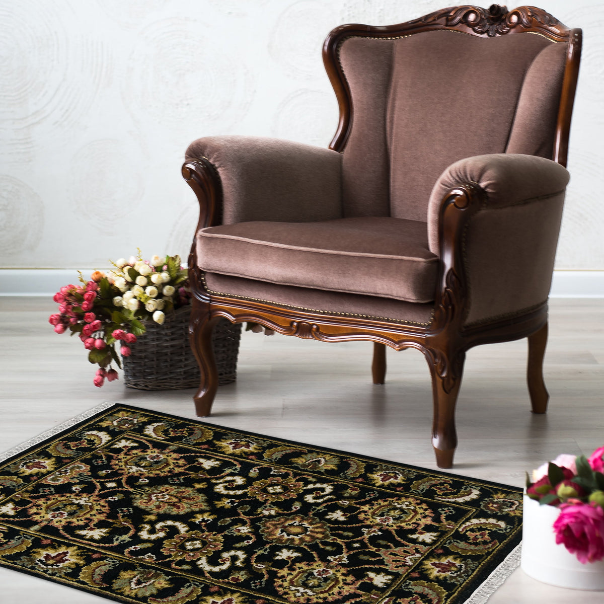 Luxor Classic Pattern Hand Knotted Rectangle Anti-Skid Designer Carpet, Prayer Rug For Office Cabins, Small Living Spaces - 2'X3' Saraswati Global