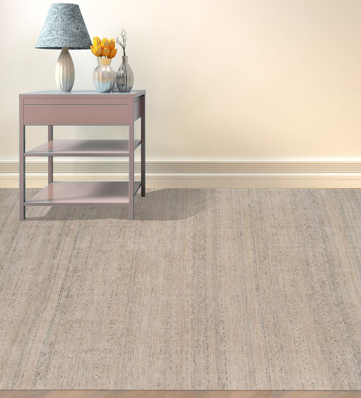 Pearl Transitional Pattern Hand Knotted Rectangle Anti-Skid Designer Carpet, Prayer Rug For Office Cabins, Small Living Spaces - 2'X3' Saraswati Global