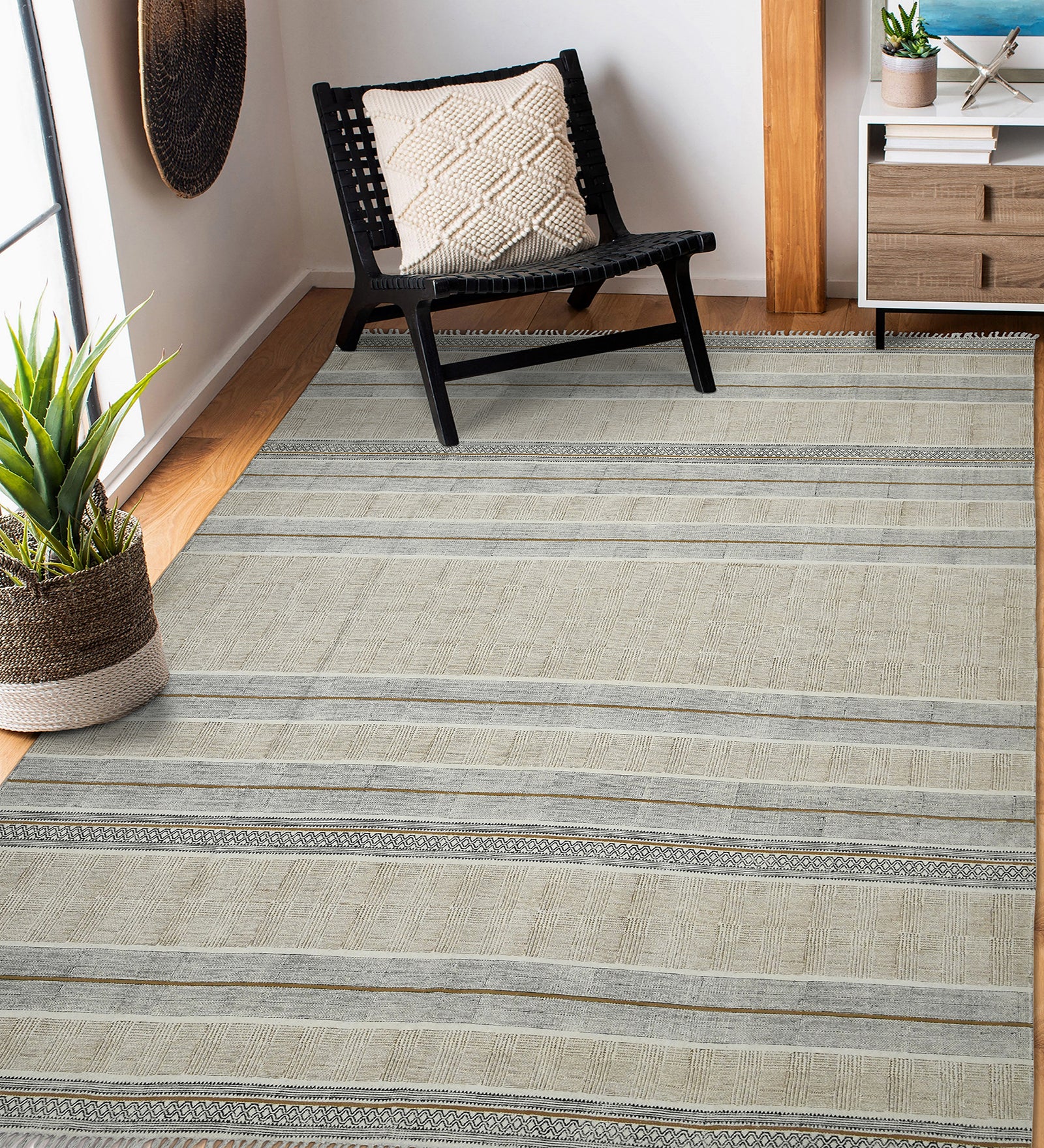 Dune Modern Pattern Hand Woven Rectangle Anti-Skid Designer Carpet, Prayer Rug For Office Cabins, Small Living Spaces - 2'x3'