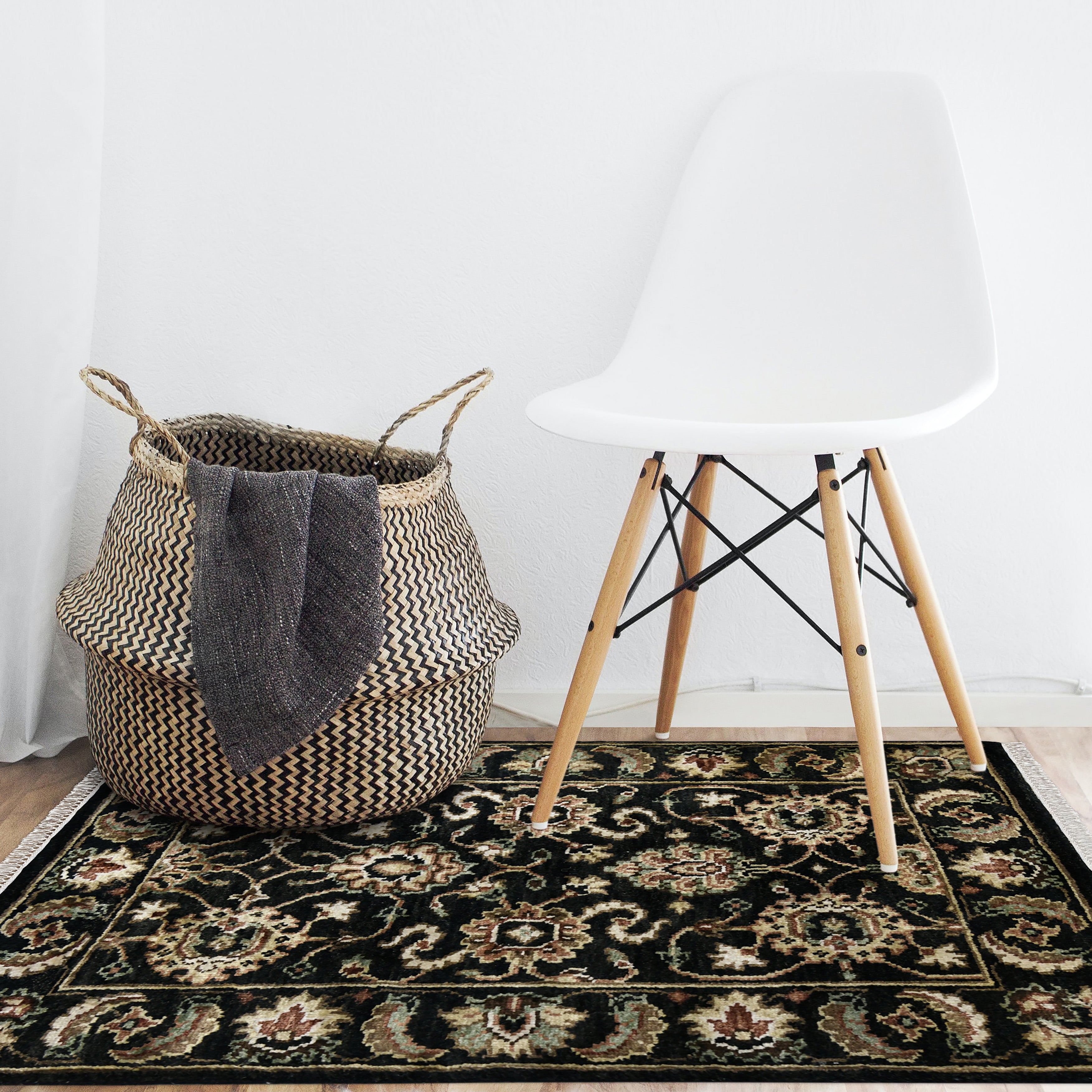 Luxor Classic Pattern Hand Knotted Rectangle Anti-Skid Designer Carpet, Prayer Rug For Office Cabins, Small Living Spaces - 2'X3'