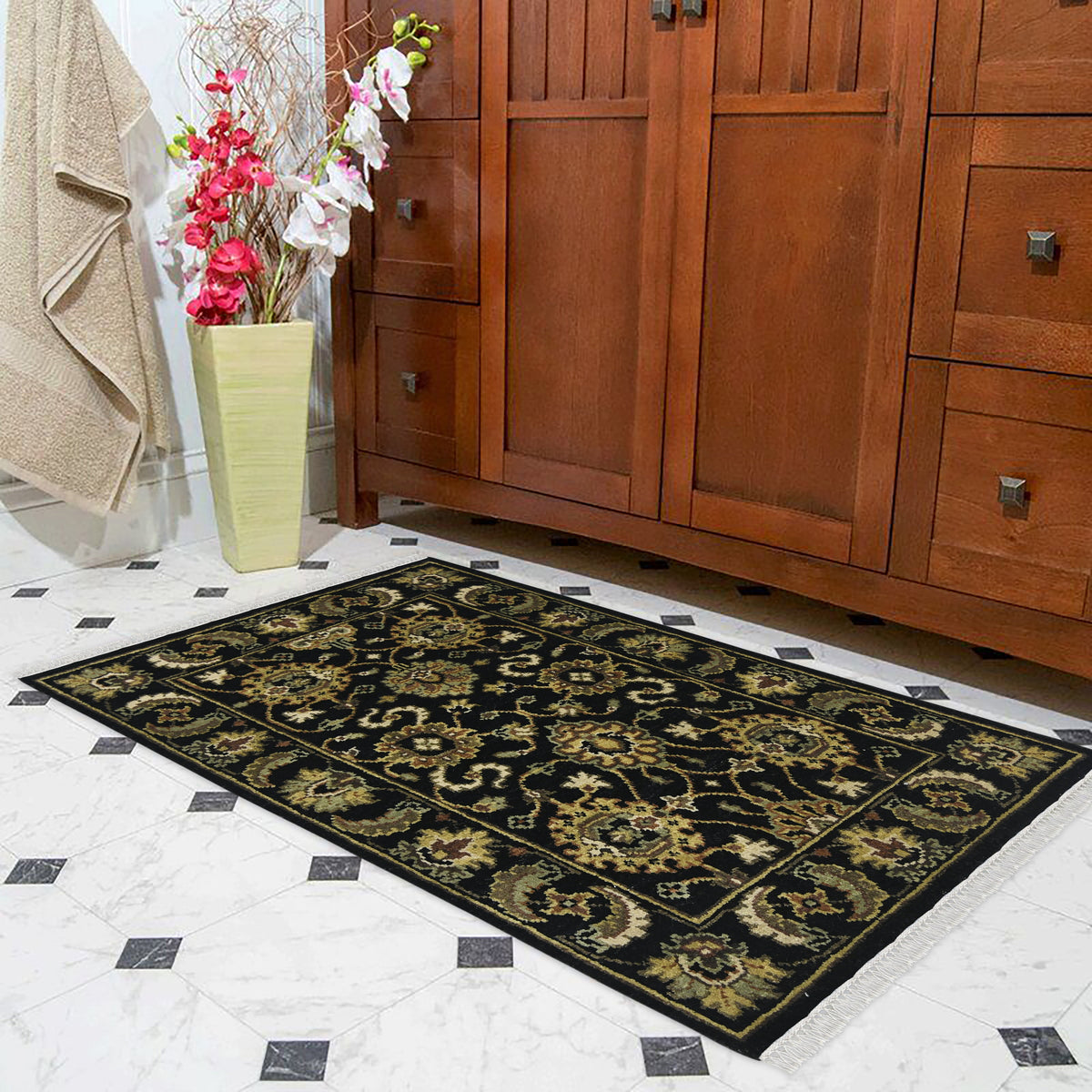 Luxor Classic Pattern Hand Knotted Rectangle Anti-Skid Designer Carpet, Prayer Rug For Office Cabins, Small Living Spaces - 2'X3' Saraswati Global