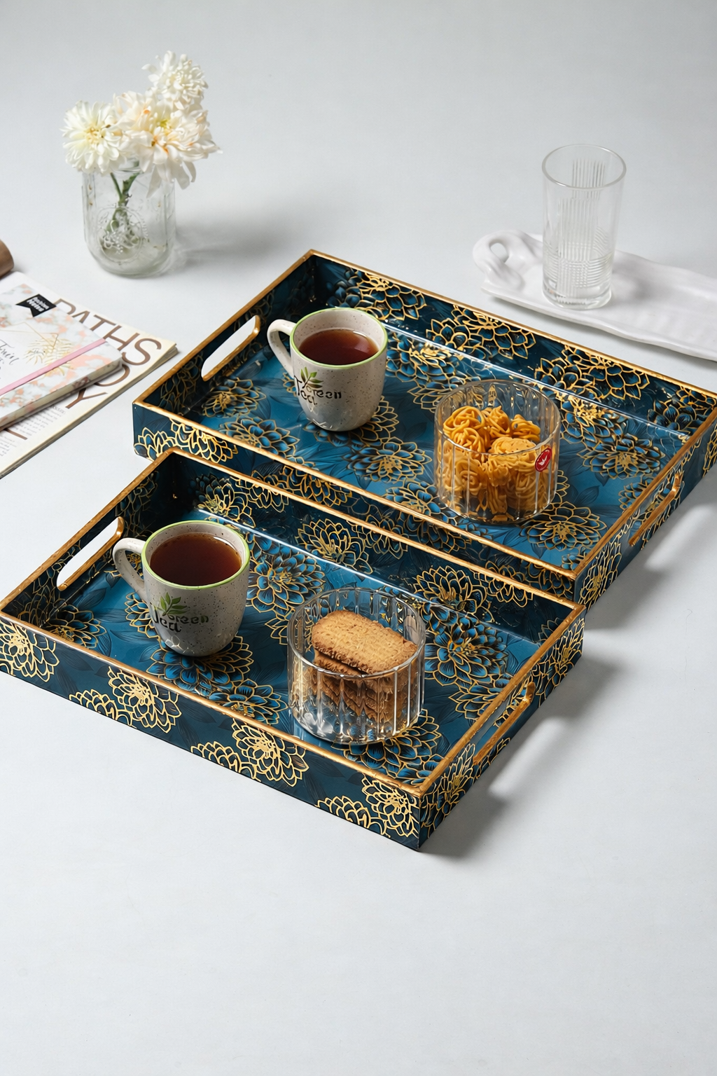 Saphire Wreath Tray Set of 2 - Ouchcart