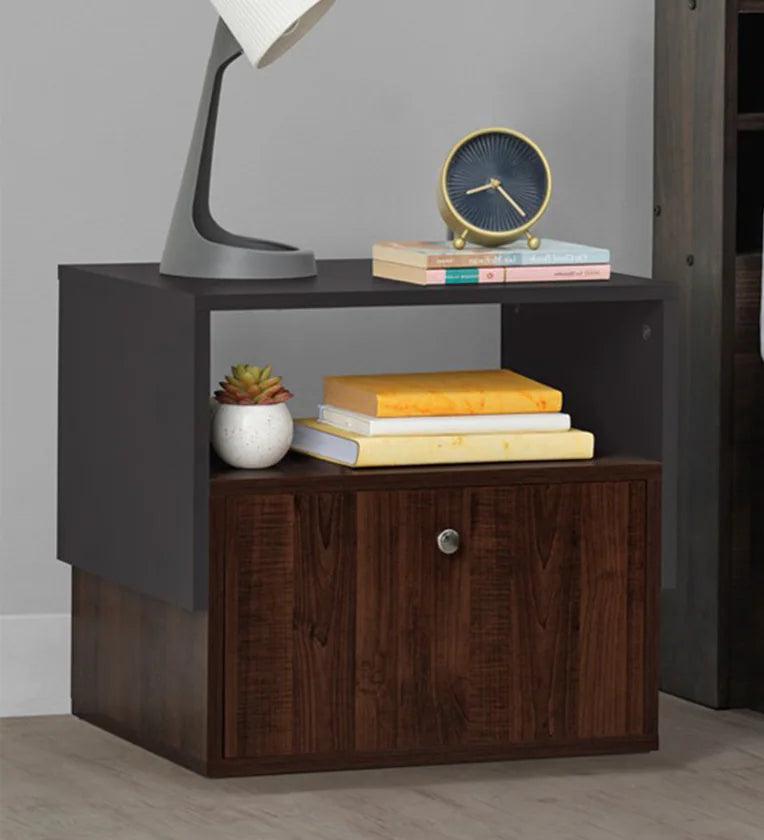 Bedside Table in Dark Walnut Finish with Drawer - Ouch Cart