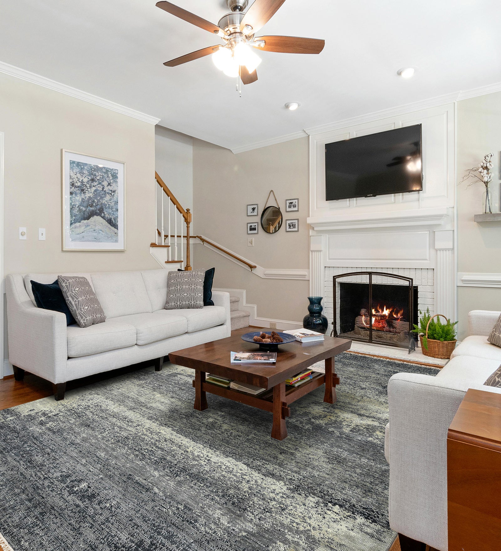 Dazzle Modern Pattern Hand Knotted Rectangle Anti-Skid Designer Carpet, Prayer Rug For Office Cabins, Small Living Spaces - 4'x6'