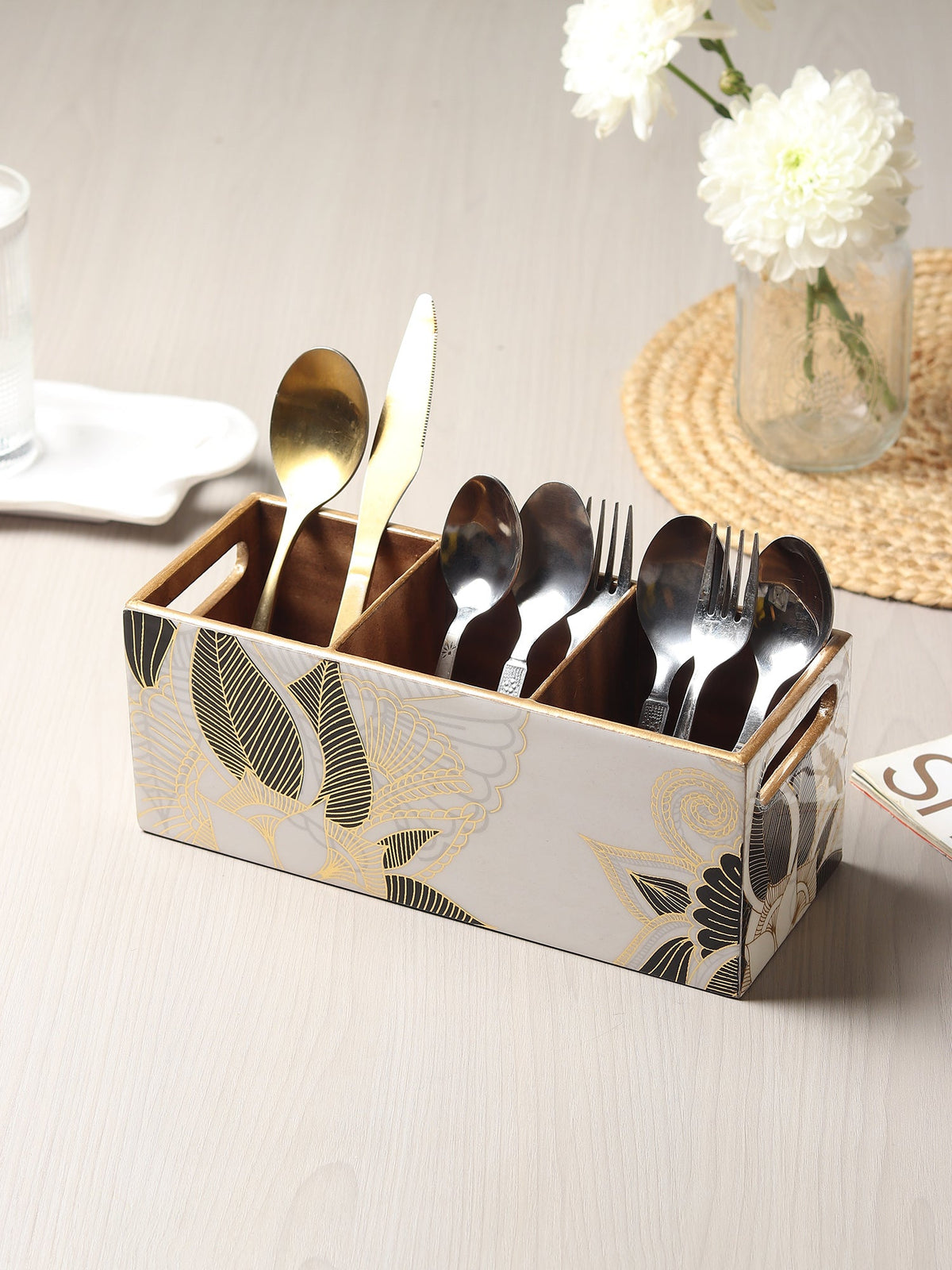 Ivory Noir Bloom Cutlery holder M.M.I. OVERSEAS