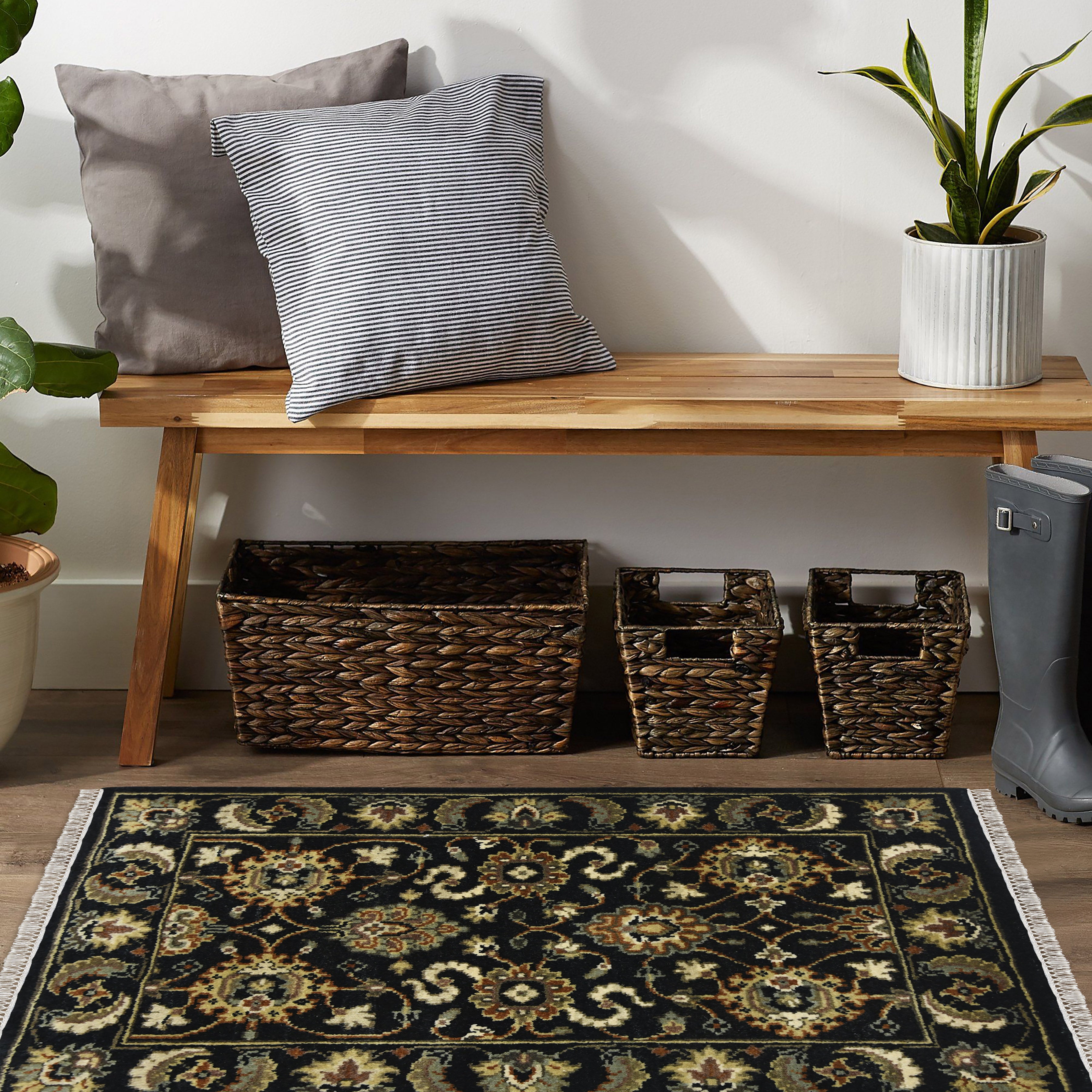 Luxor Classic Pattern Hand Knotted Rectangle Anti-Skid Designer Carpet, Prayer Rug For Office Cabins, Small Living Spaces - 2'X3'