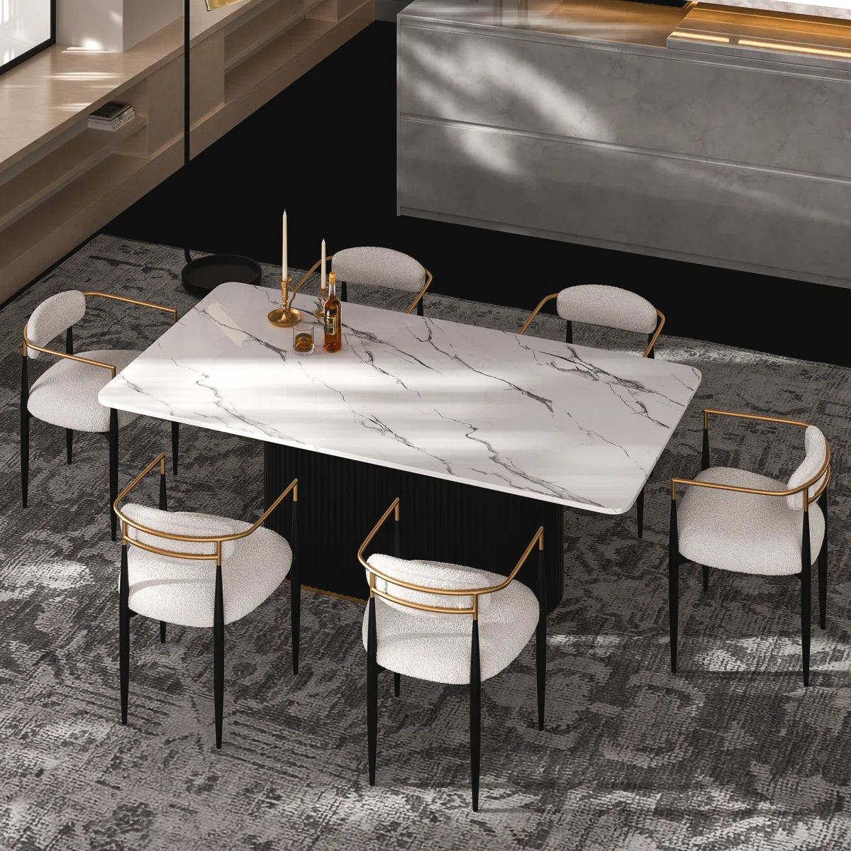 Ackley Amerson Modern Dining Set, Faux Marble Dining Table And Chair Set for 6-OUCH CART | Dining set