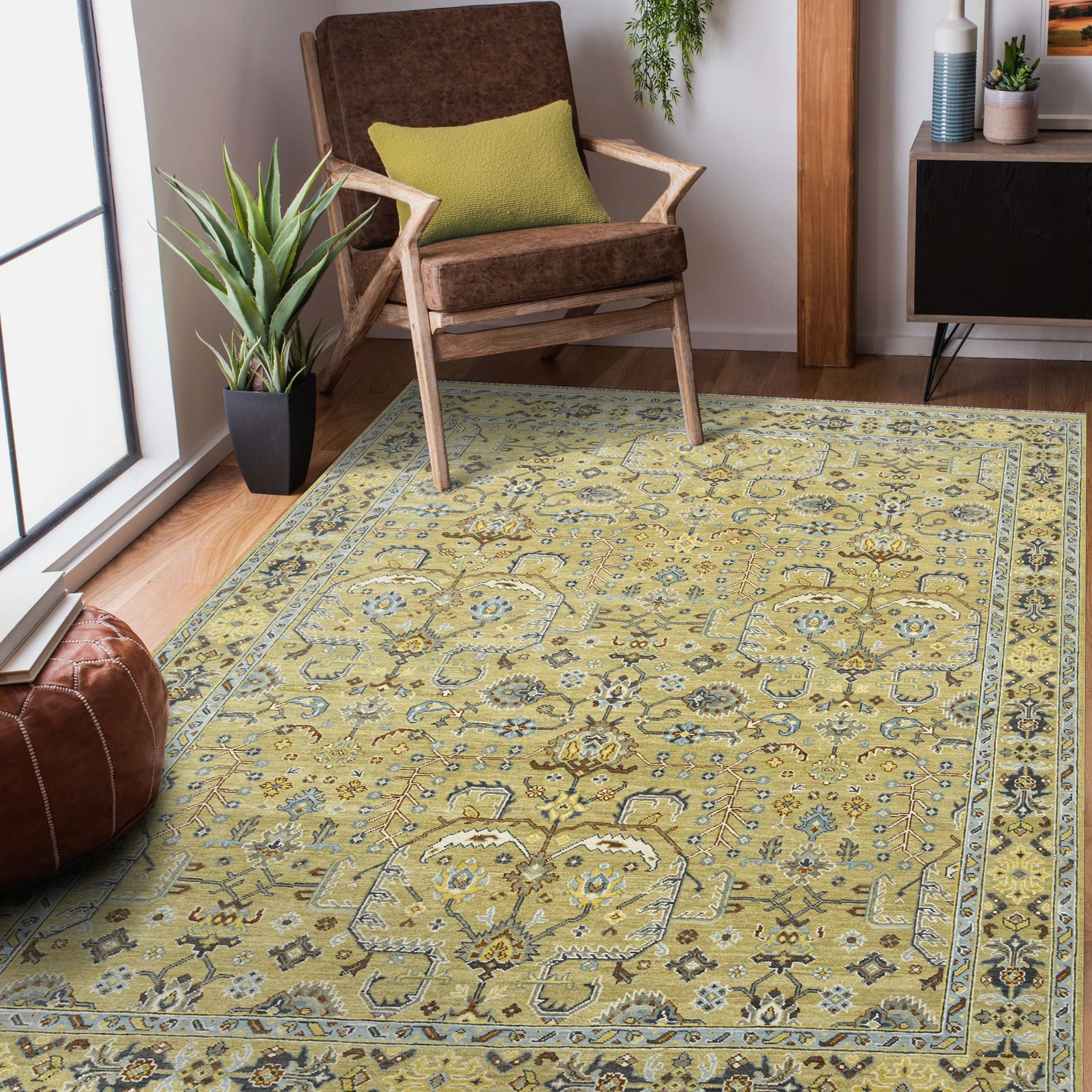 Bristol Traditional Pattern Hand Knotted Rectangle Anti-Skid Designer Carpet, Area Rug For Bed Room, Living Room - 9'x12'