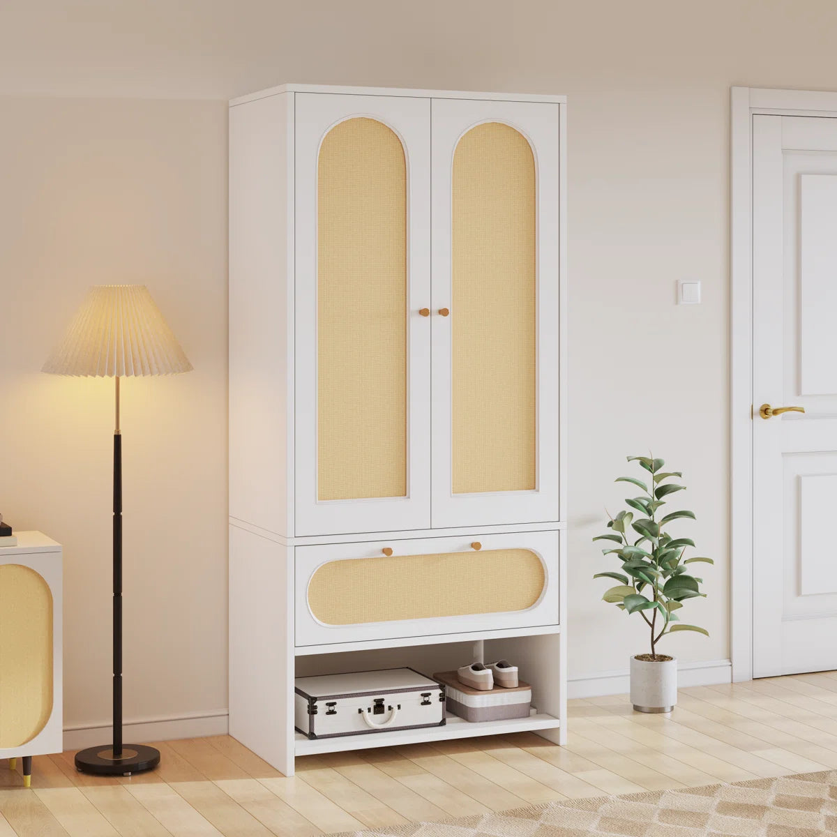 Elegant Sigmund Wardrobe Armoire With Shelves And Hanging Space-OUCH CART | Wardrobe