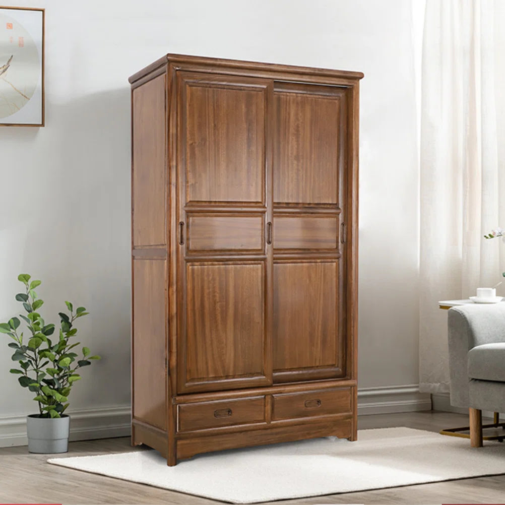 Classic Solid Wood Wardrobe – Vintage-Style Bedroom Storage Cabinet-OUCH CART | Wardrobe