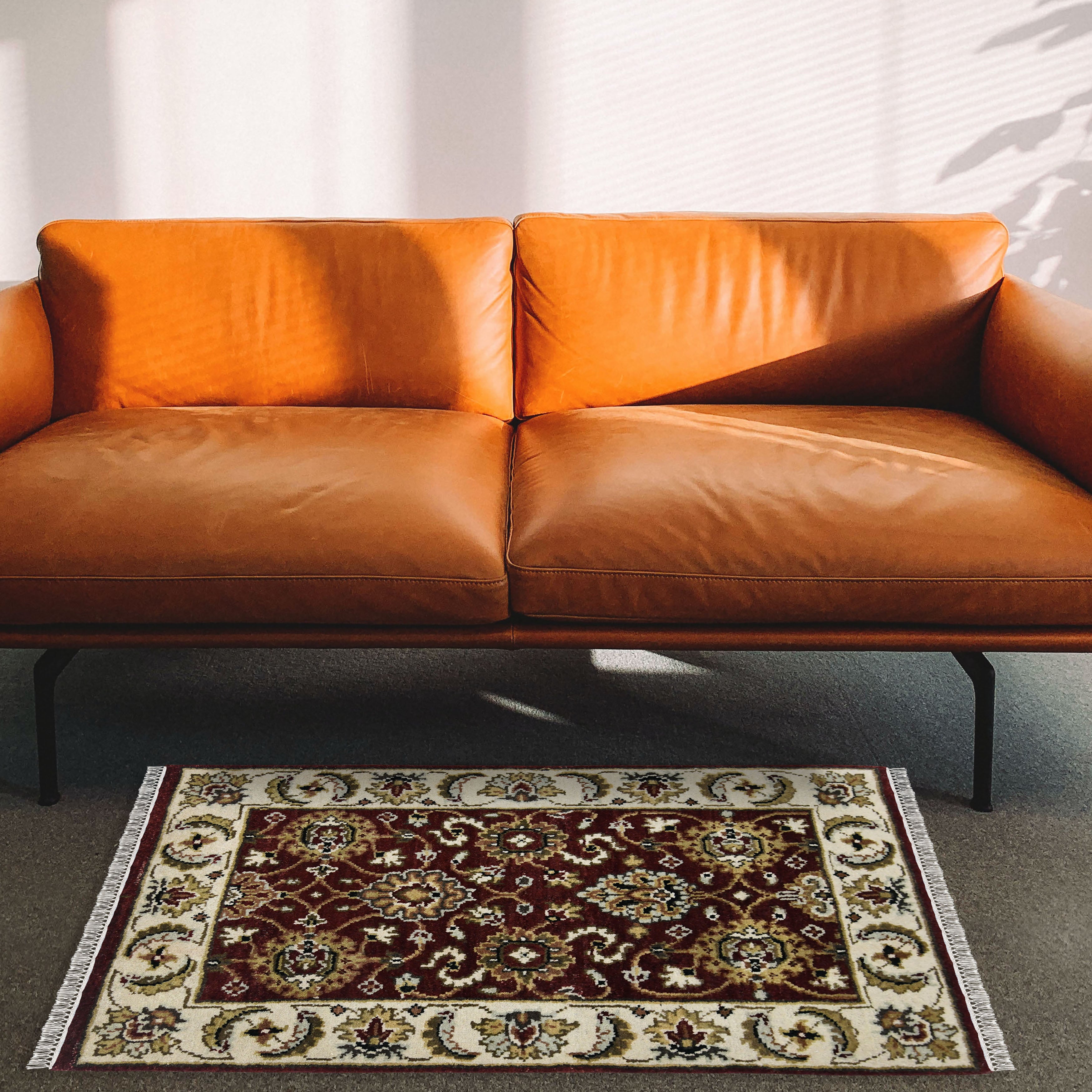 Luxor Classic Pattern Hand Knotted Rectangle Anti-Skid Designer Carpet, Prayer Rug For Office Cabins, Small Living Spaces - 2'X3'