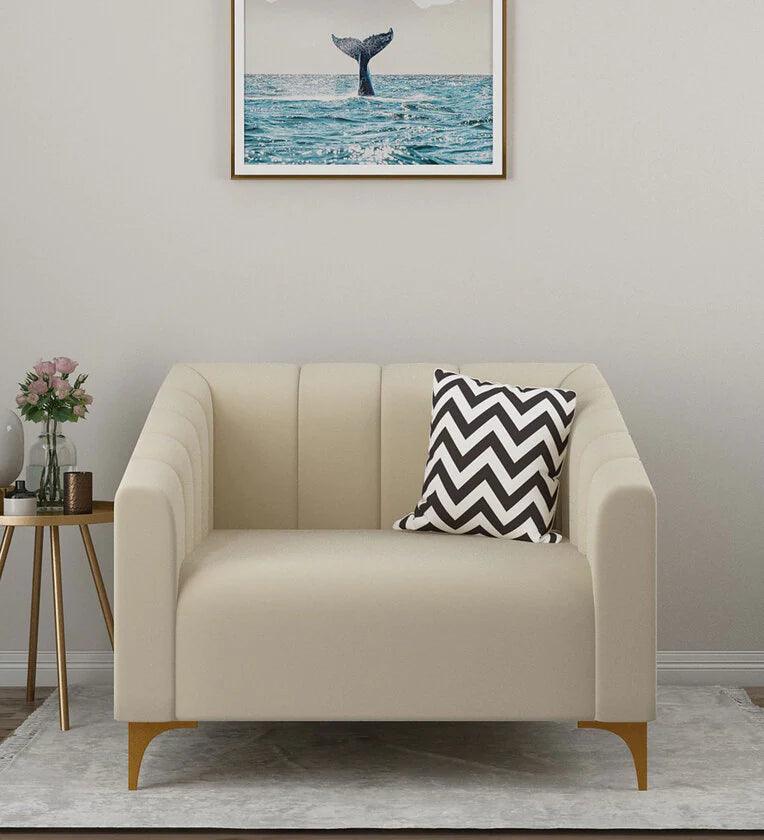 Velvet 1 Seater sofa in Ivory colour - Ouch Cart