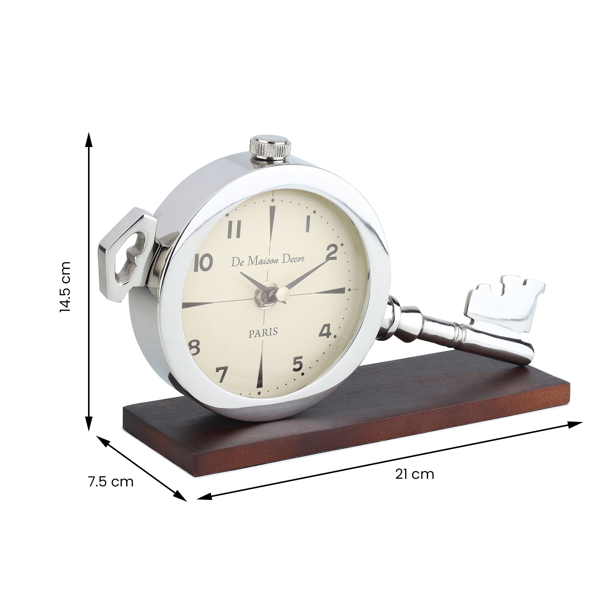 Areios Table clock in Silver M.M.I. OVERSEAS
