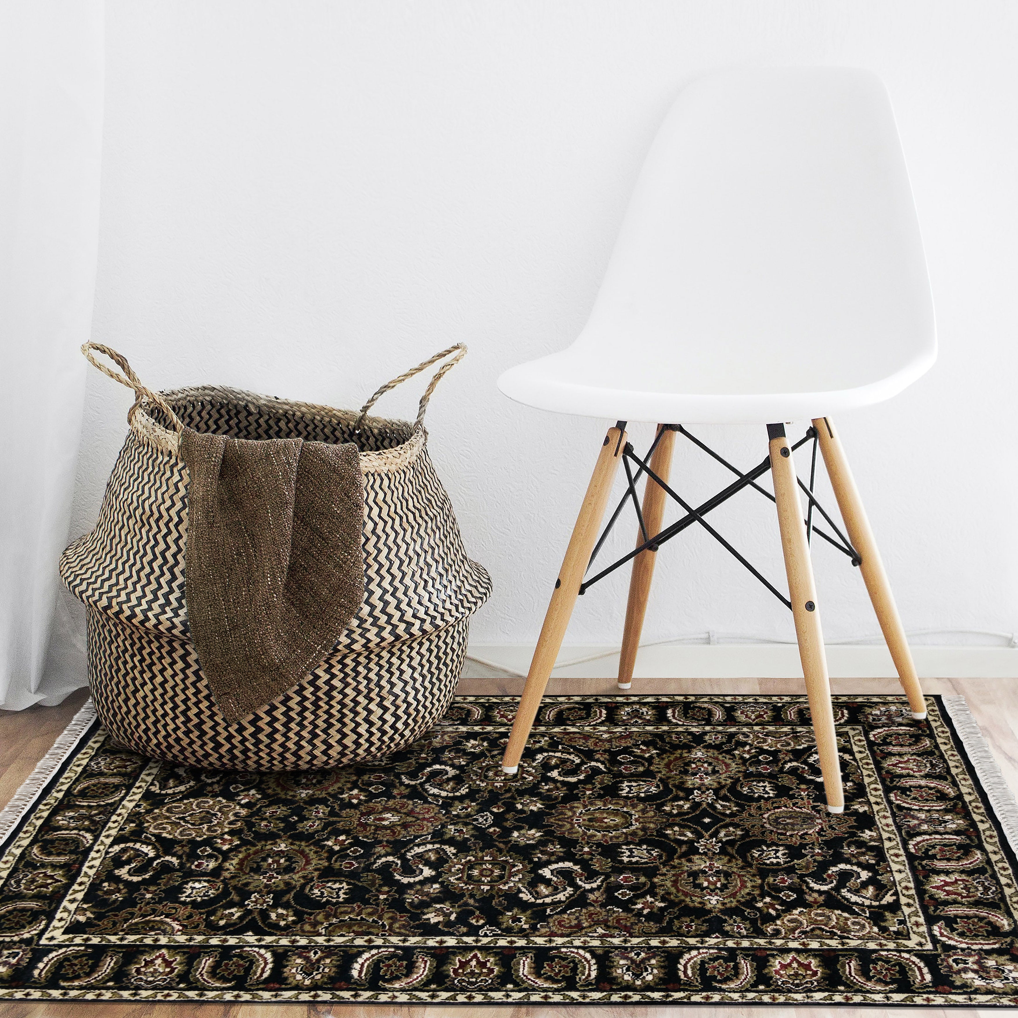 Luxor Classic Pattern Hand Knotted Rectangle Anti-Skid Designer Carpet, Prayer Rug For Office Cabins, Small Living Spaces - 2'X3'