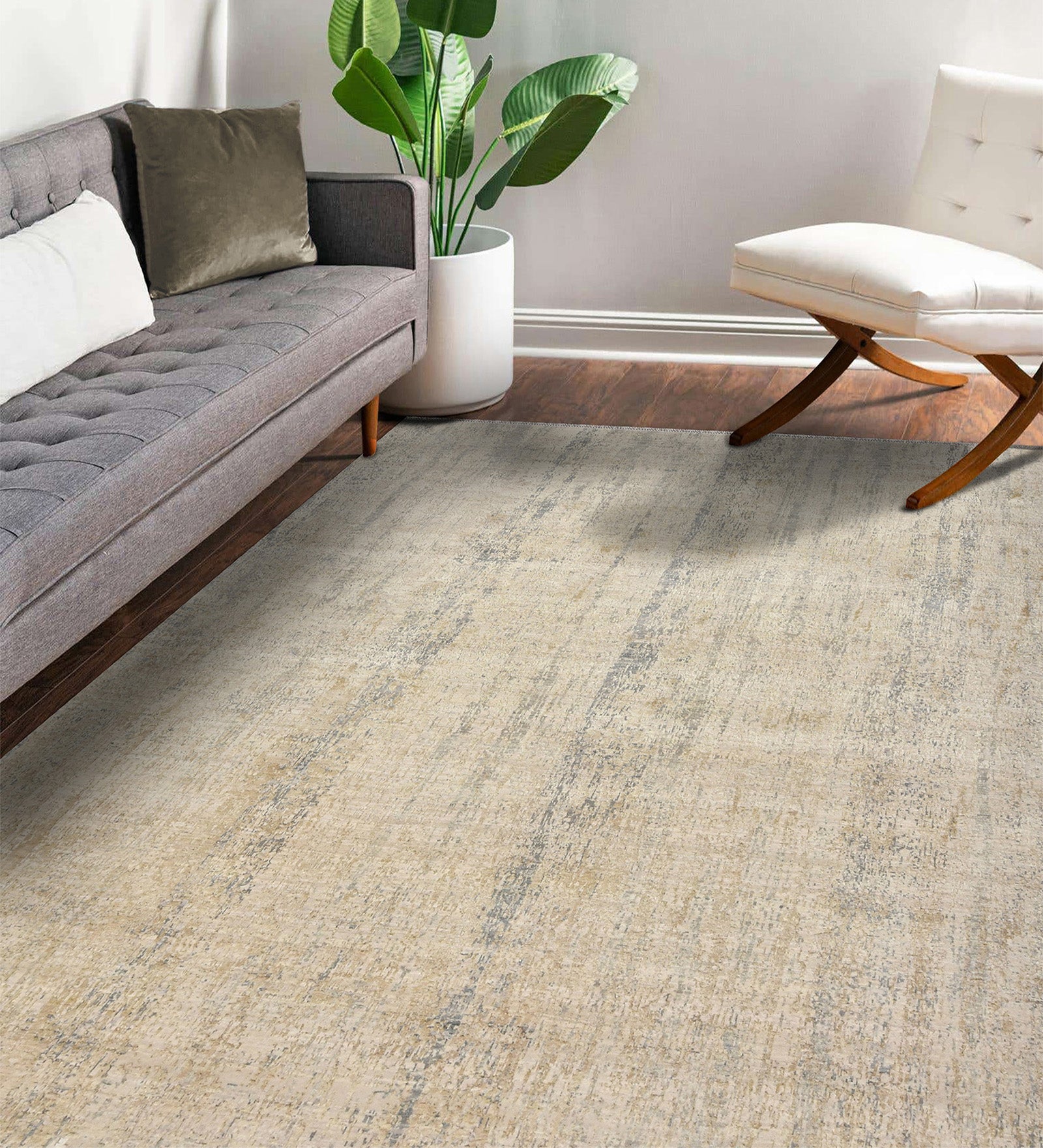 Zenith Modern Pattern Hand Knotted Rectangle Anti-Skid Designer Carpet, Prayer Rug For Office Cabins, Small Living Spaces - 2'X3'