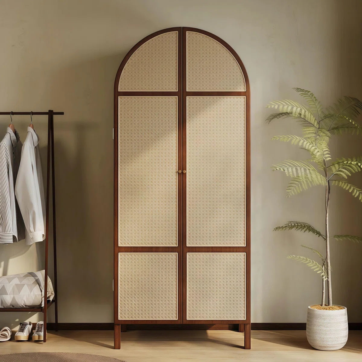 Simple Retro Solid Wood Wardrobe Stylish and Durable Armoire-OUCH CART | Wardrobe