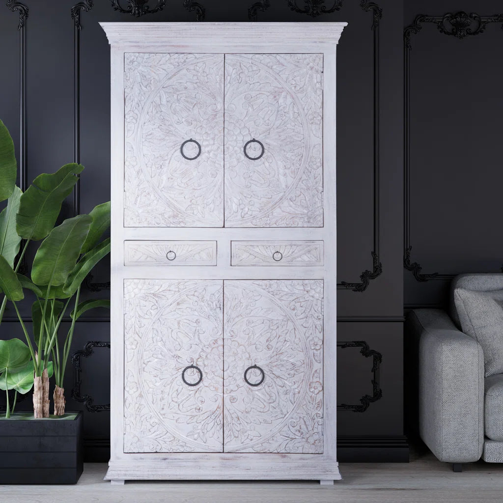 Lancey Solid Wood Wardrobe Armoire Minimalist Stylish Storage OUCH CART