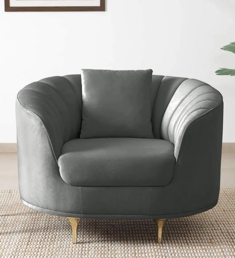 Fabric 1 Seater Sofa In Pebble Grey Colour - Ouch Cart