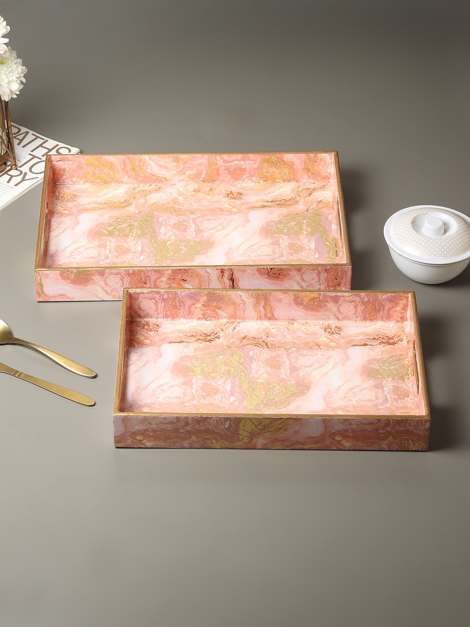 Rosa Perlino Tray Set of 2 - Ouchcart