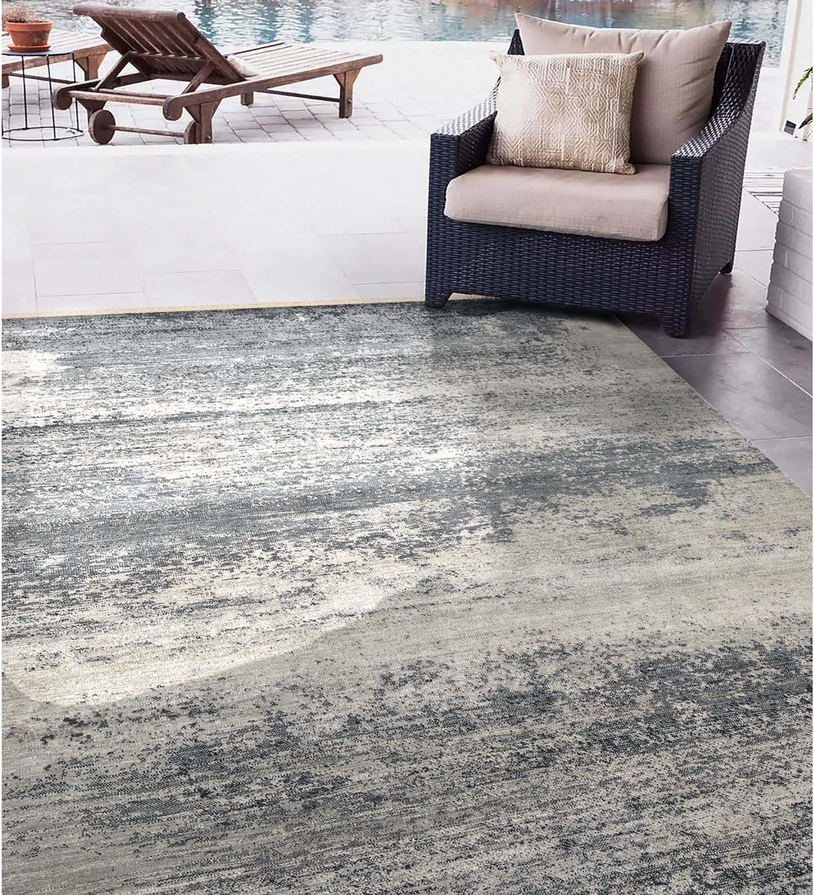 Dazzle Modern Pattern Hand Knotted Rectangle Anti-Skid Designer Carpet, Prayer Rug For Office Cabins, Small Living Spaces - 2'X3' Ouch Cart