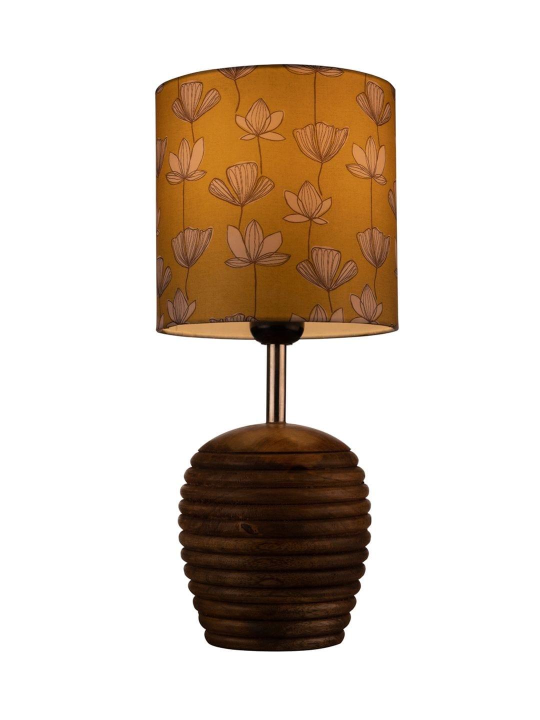 Stripped Brown Lamp with Mustard Flora multicolor shade - Ouch Cart