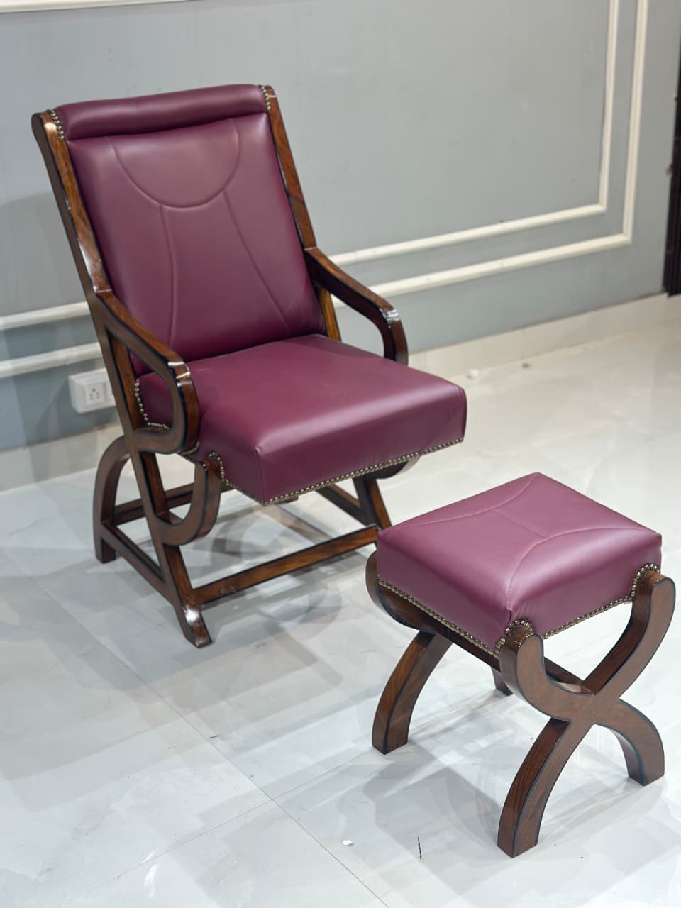 Wide Unique Back Design Armchair With Ottoman OUCH CART