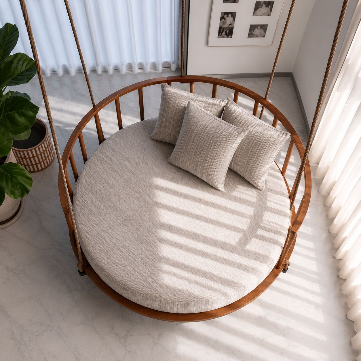 Wooden Indoor Outdoor Swing for Living Room & Balcony