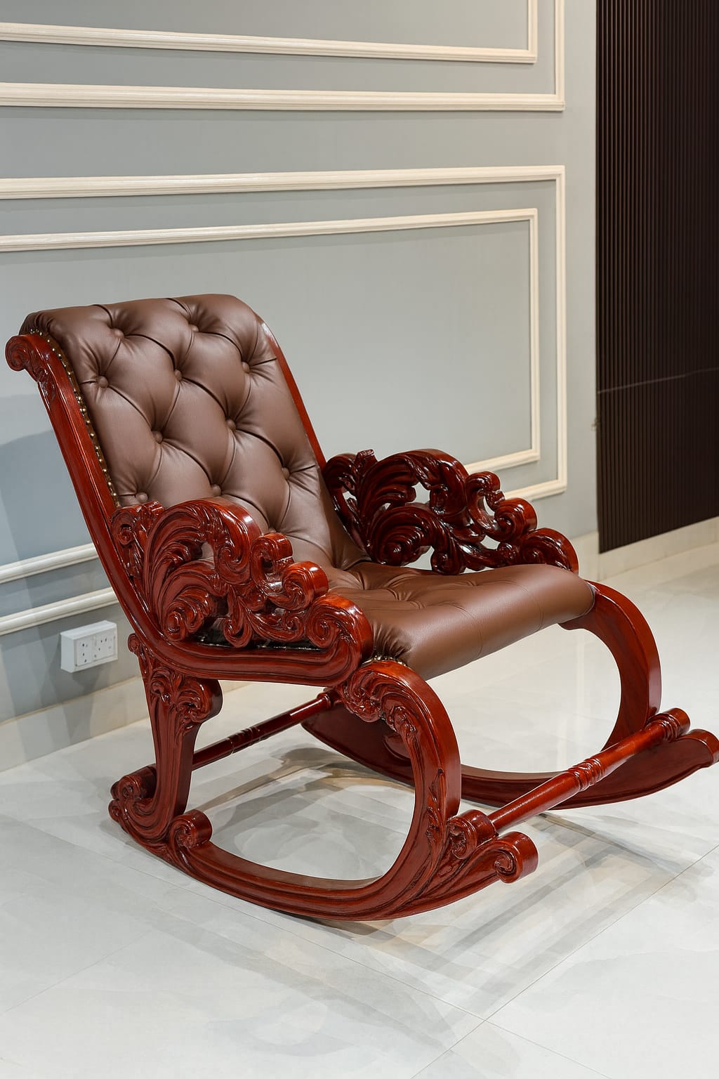 Aamazing Hand Carved Rocking Chair (Teak Wood)