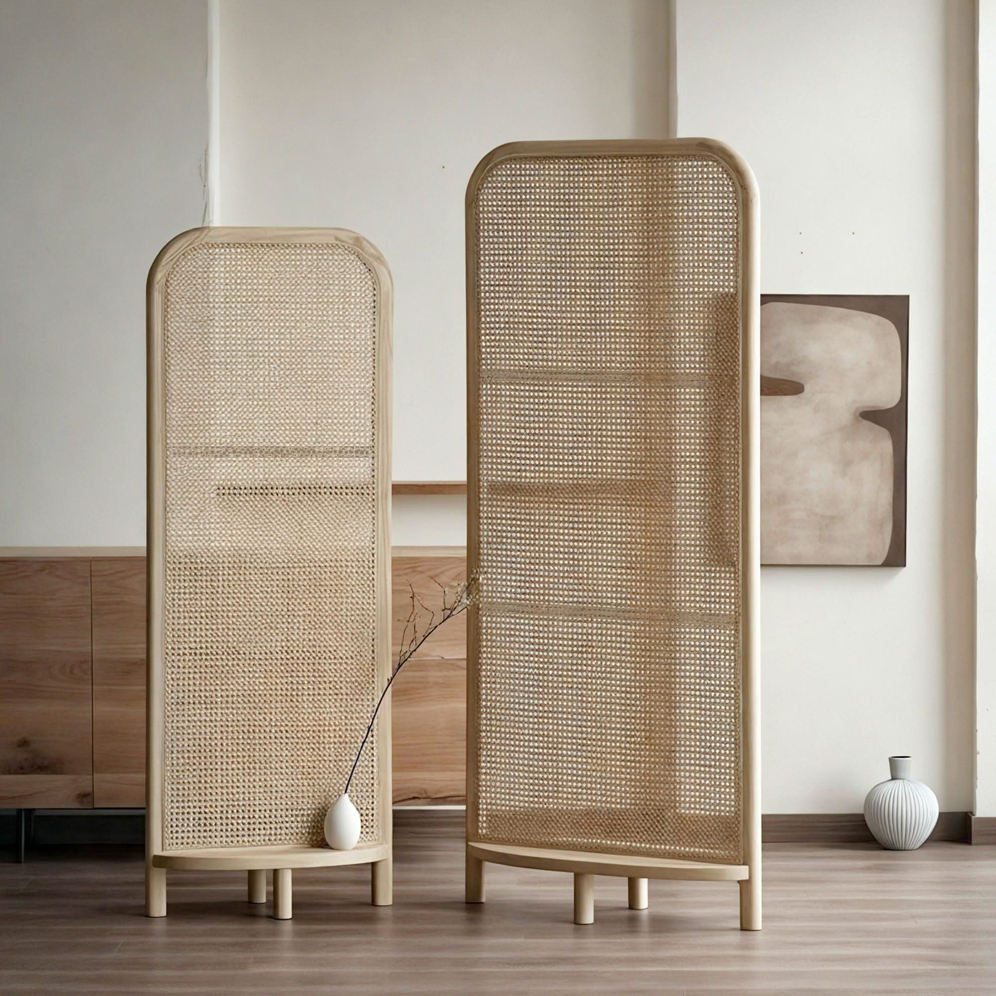 Natural Rattan Room Divider Screen | Stylish Folding Privacy Partition for Home & Office | Ouch Cart