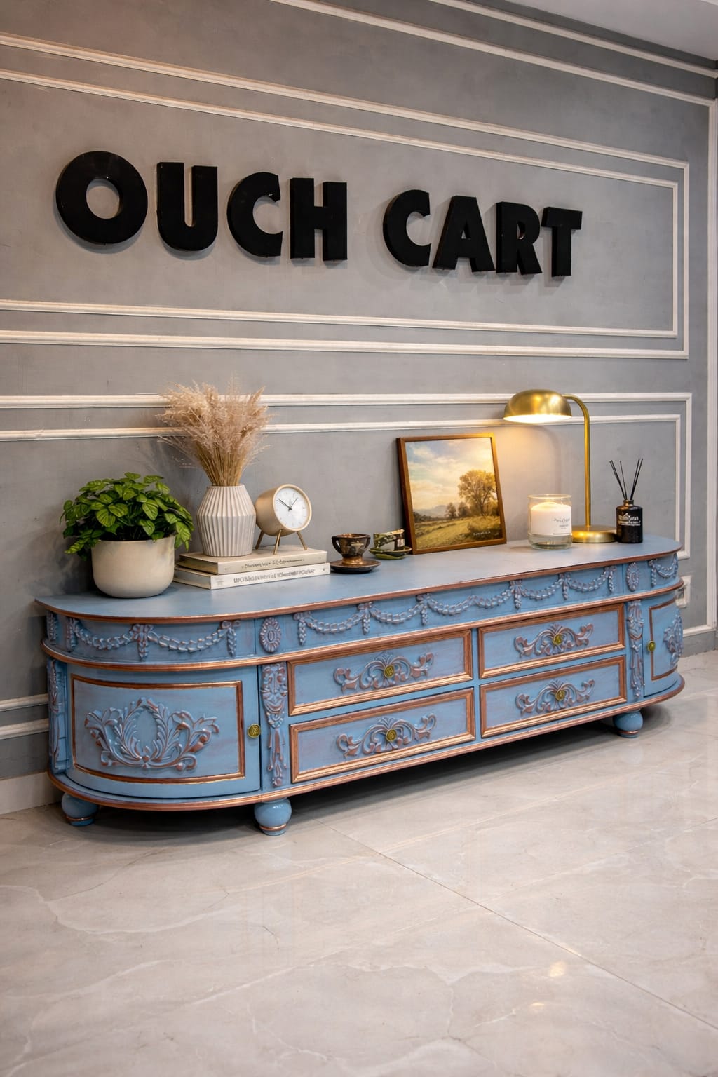 American Style Solid Wood Carved TV Cabinet
