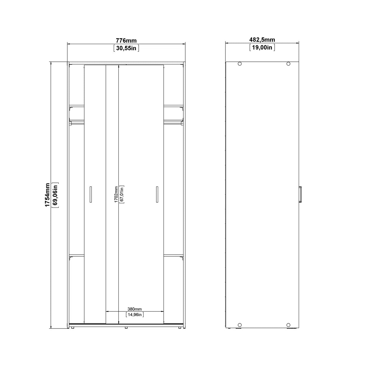 Chandria Bedroom Armoire – Space-Saving Wardrobe Closet with Ample Storage OUCH CART