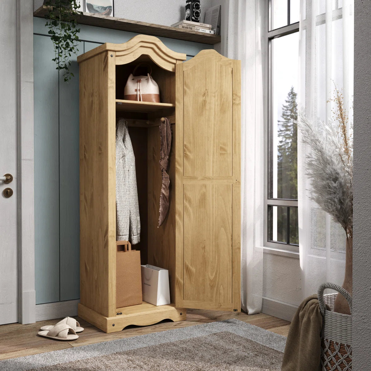 Brannick Solid Wood Wardrobe Armoire Functional and Stylish Bedroom Furniture