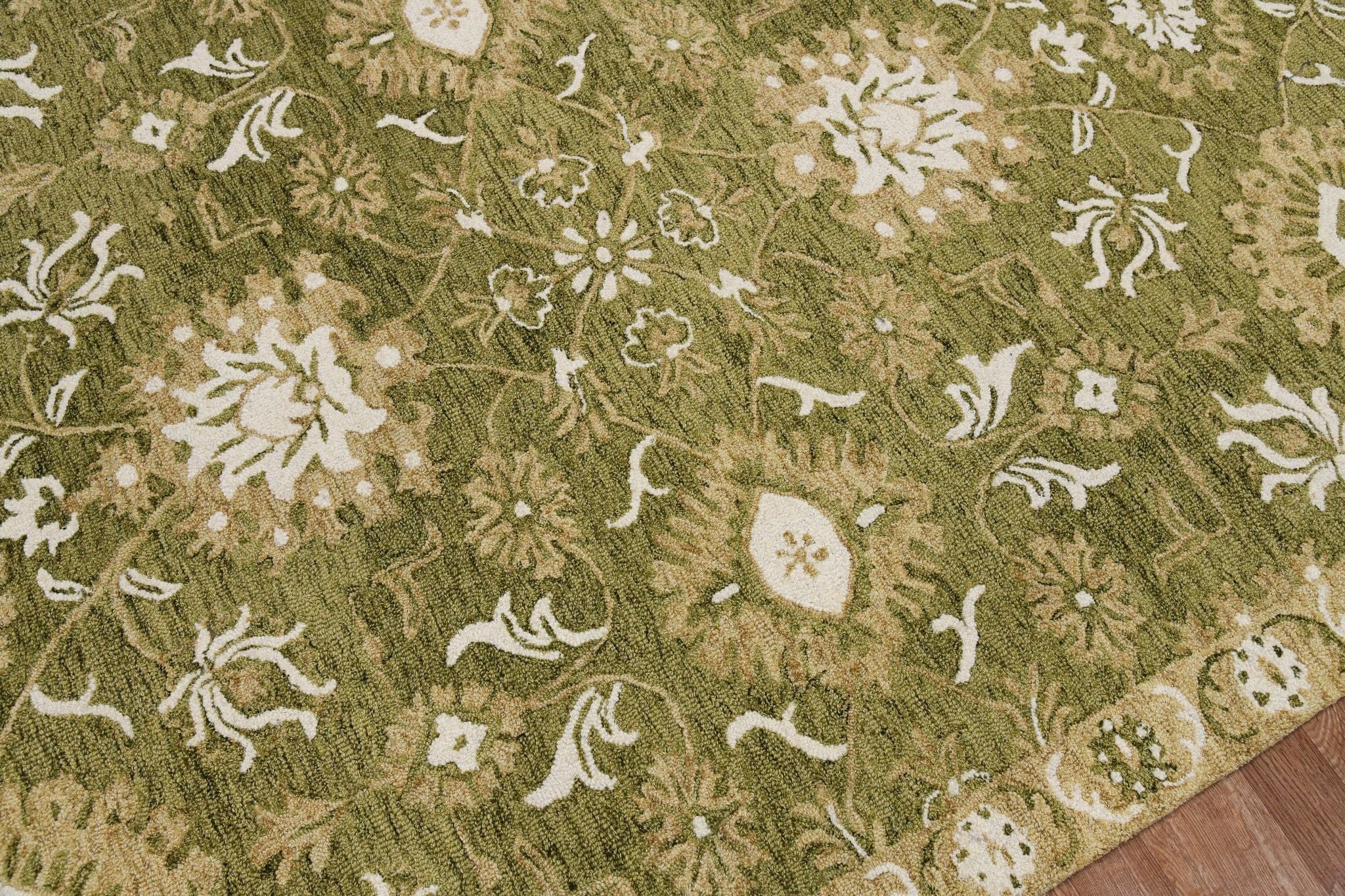 Olive Green  Wool Romania 8X10 Feet  Hand-Tufted Carpet - Rug