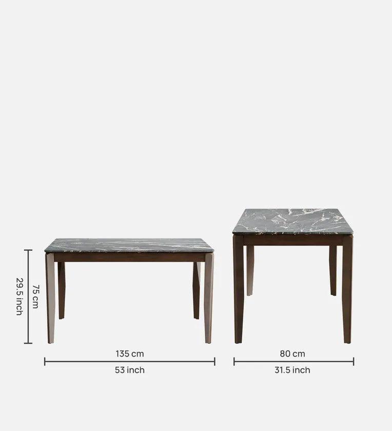 Solid Wood 4 Seater Dining Set In Marble Finish - Ouch Cart