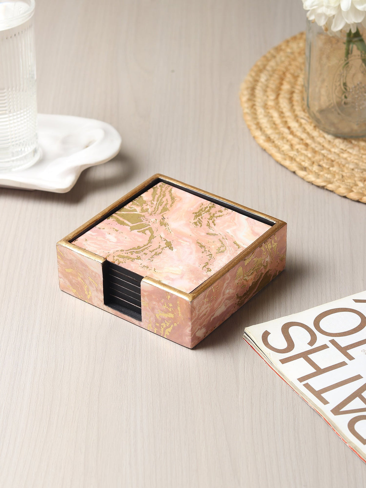 Rosa Perlino Coaster Set of 4 M.M.I. OVERSEAS