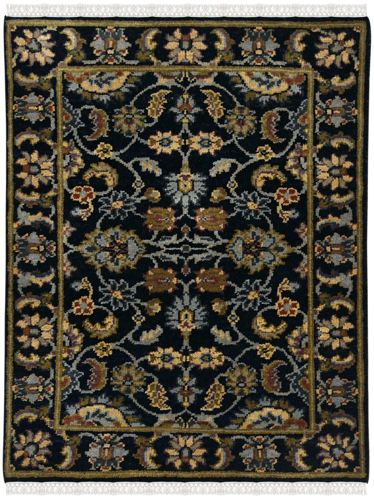 Luxor Classic Pattern Hand Knotted Rectangle Anti-Skid Designer Carpet, Prayer Rug For Office Cabins, Small Living Spaces - 2'X3' Saraswati Global