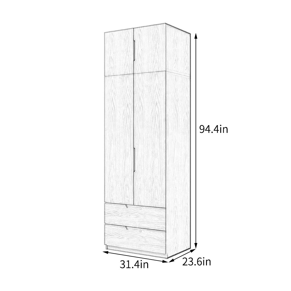 European-Style Simple Wardrobe – Minimalist Solid Wood Bedroom Closet