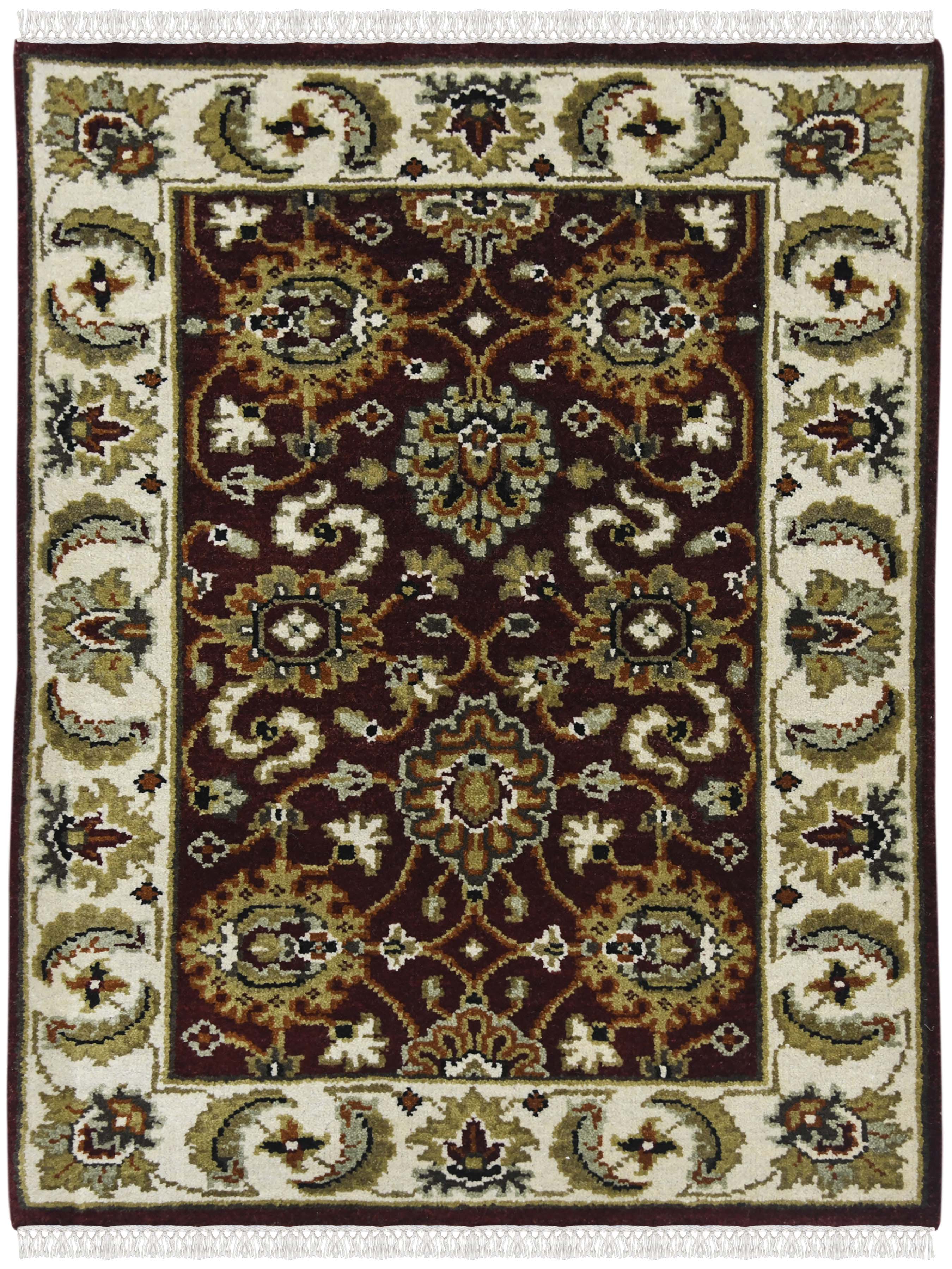 Luxor Classic Pattern Hand Knotted Rectangle Anti-Skid Designer Carpet, Prayer Rug For Office Cabins, Small Living Spaces - 2'X3' Saraswati Global