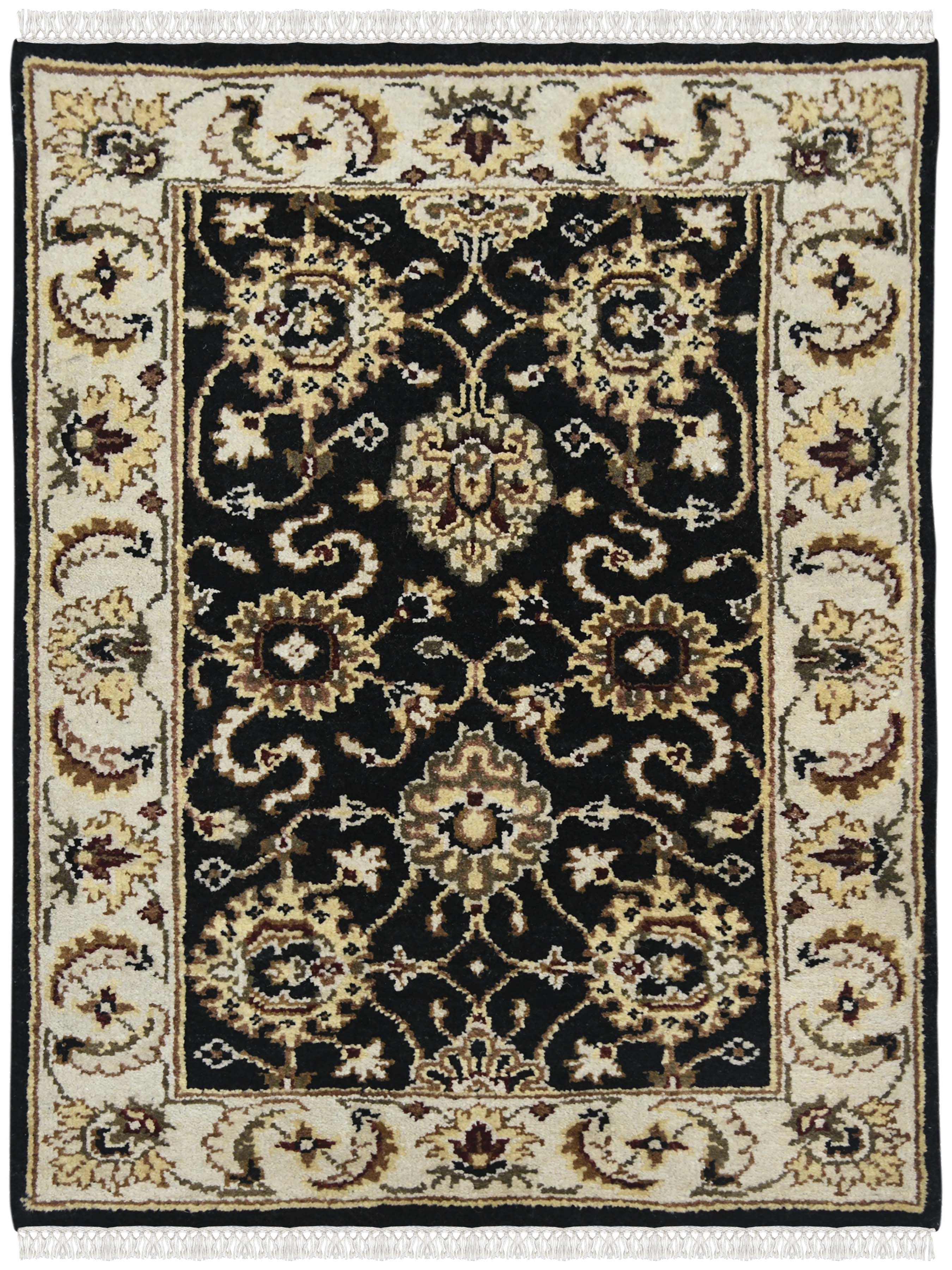 Luxor Classic Pattern Hand Knotted Rectangle Anti-Skid Designer Carpet, Prayer Rug For Office Cabins, Small Living Spaces - 2'X3'