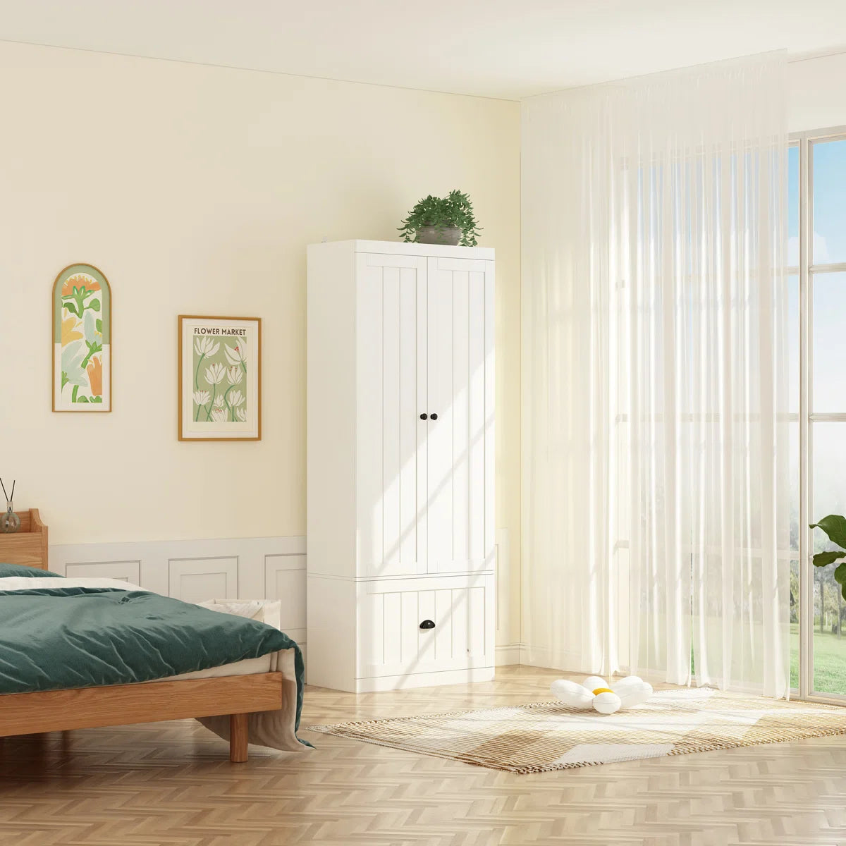 Dorilal Armoire Large Storage Solid Wood Wardrobe for Bedroom