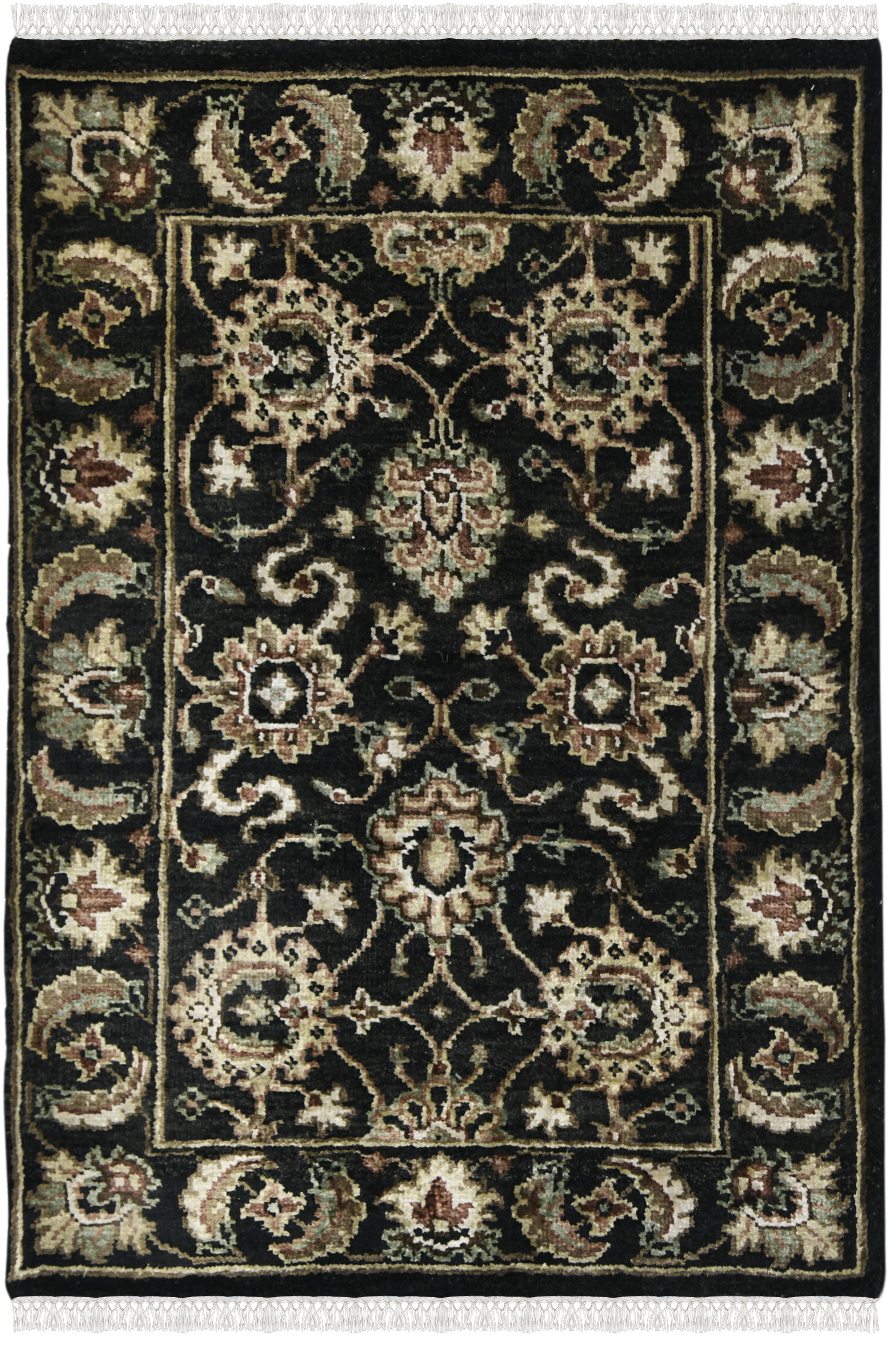 Luxor Classic Pattern Hand Knotted Rectangle Anti-Skid Designer Carpet, Prayer Rug For Office Cabins, Small Living Spaces - 2'X3'