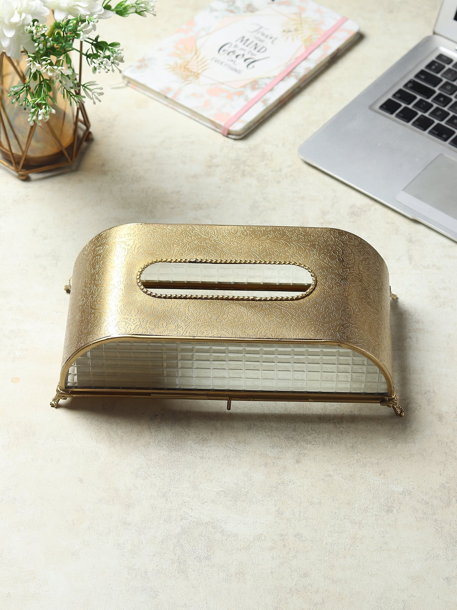 Sleek Slant Square Crystal Tissue Holder M.M.I. OVERSEAS