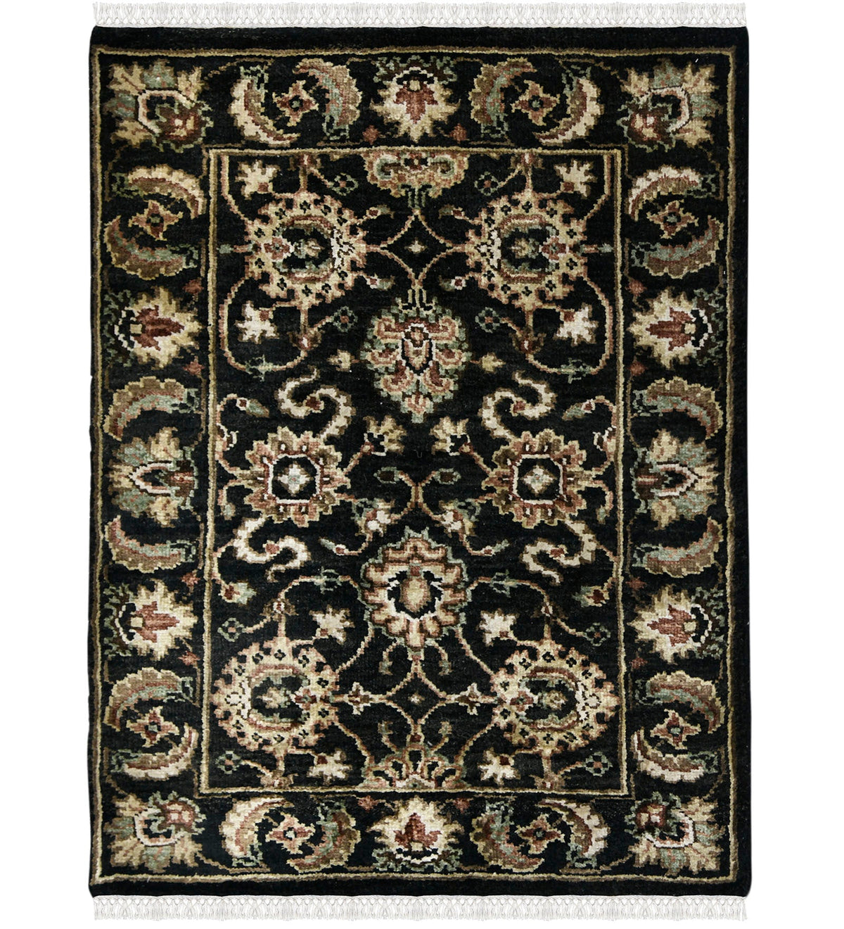 Luxor Classic Pattern Hand Knotted Rectangle Anti-Skid Designer Carpet, Prayer Rug For Office Cabins, Small Living Spaces - 4'X6' Saraswati Global