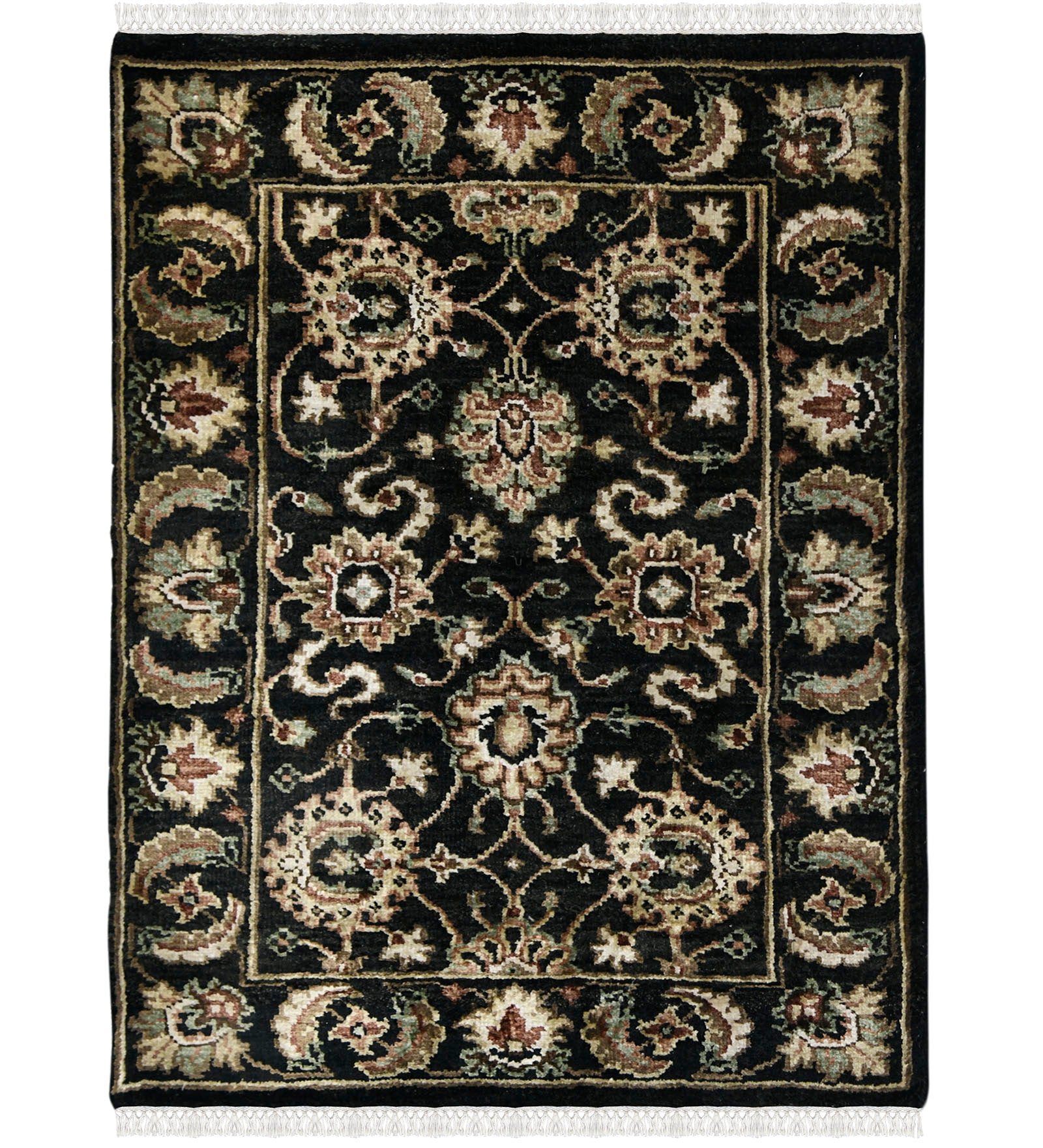 Luxor Classic Pattern Hand Knotted Rectangle Anti-Skid Designer Carpet, Prayer Rug For Office Cabins, Small Living Spaces - 4'X6'