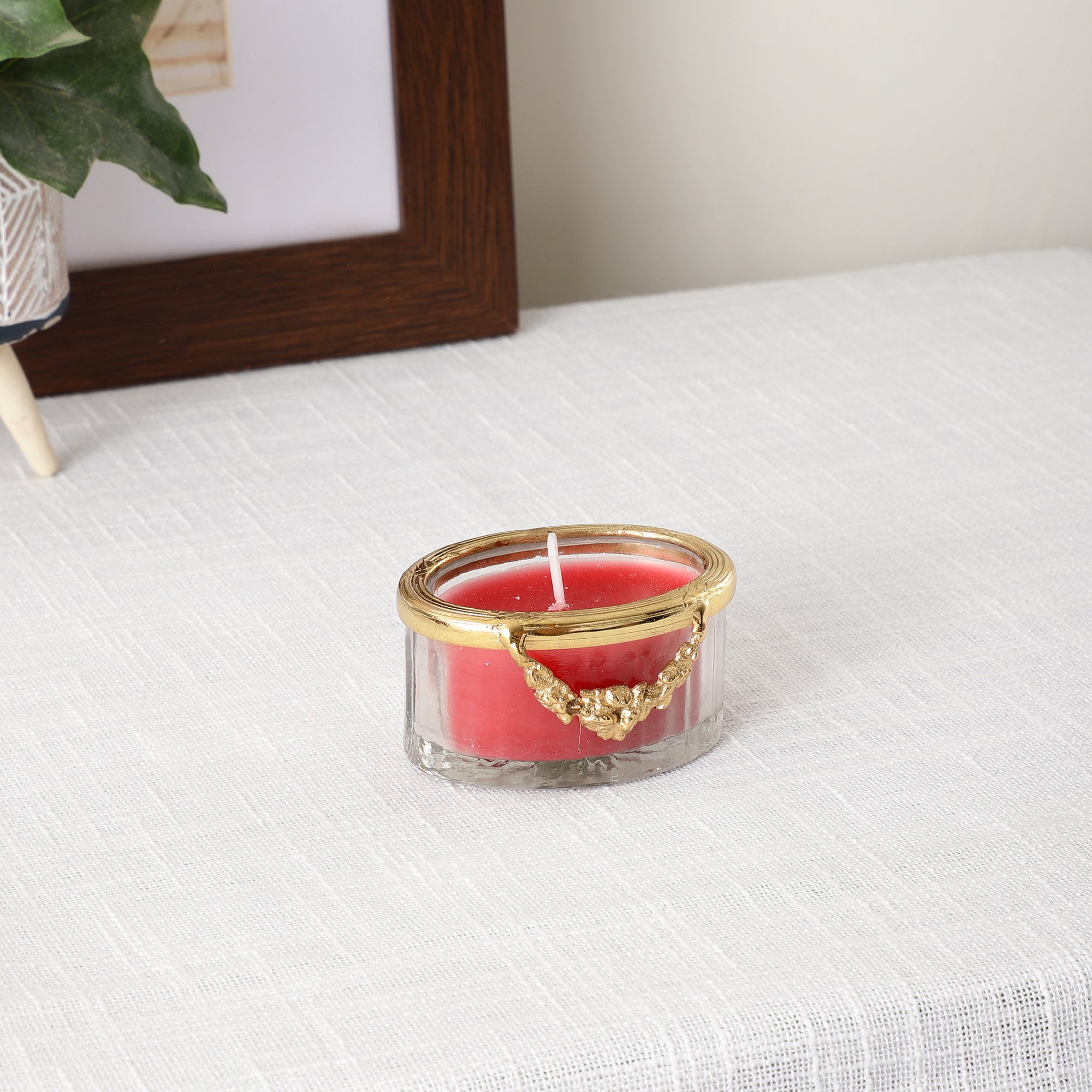 Cherry Blossom Red Scented Candle Jar With Golden Ring Ouch Cart